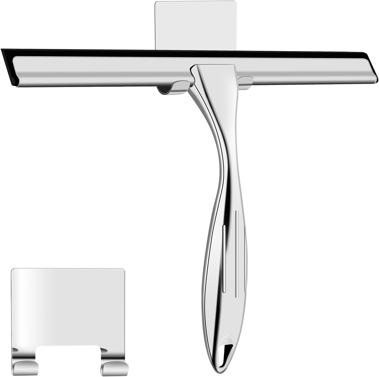 Shower Squeegee, 10 Inch Stainless Steel Window Squeegee Cleaner for Shower Glas...