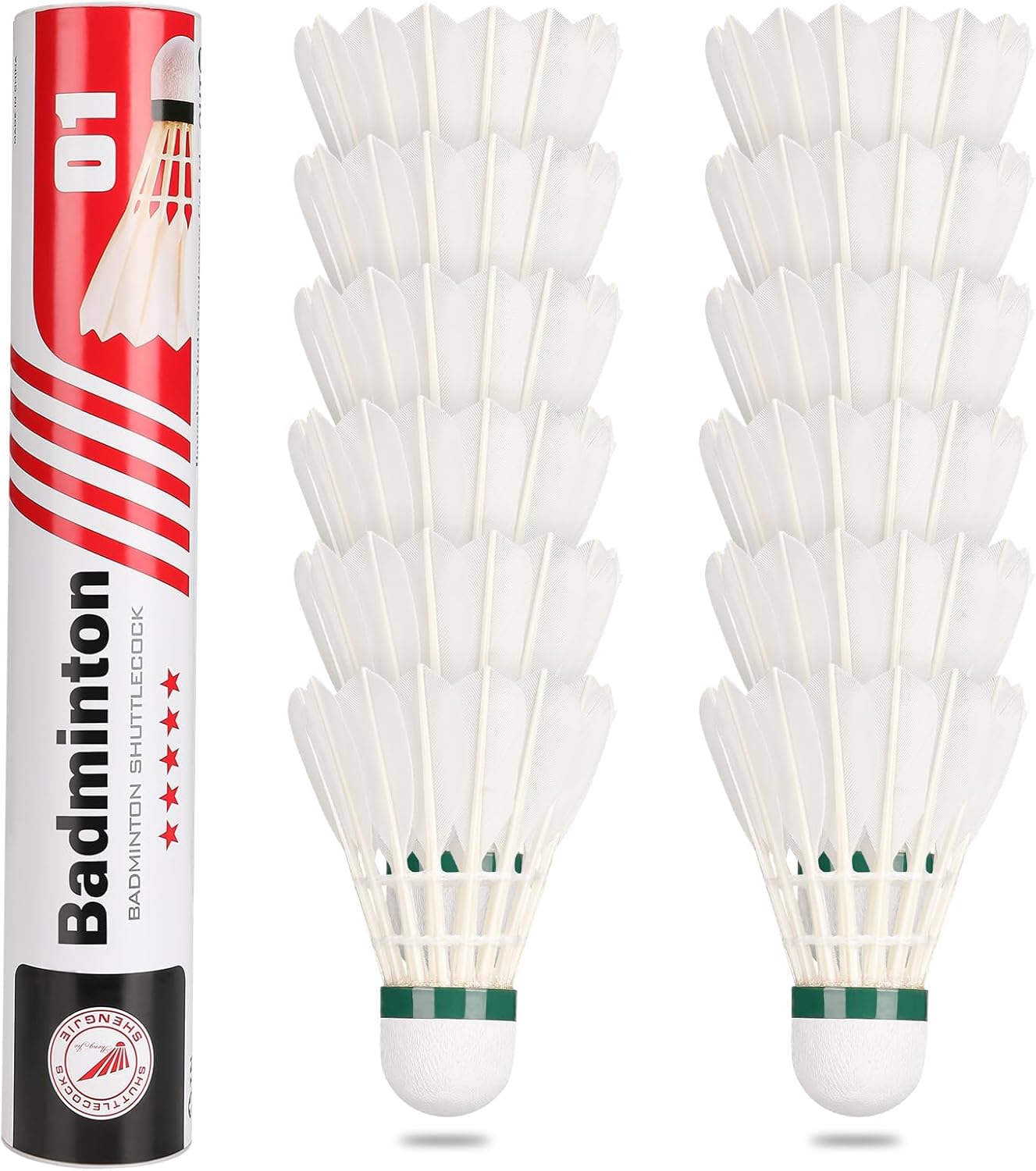 Goose Feather Badminton Shuttlecocks Birdies, 12 Pack Hight Speed Training Badmi...