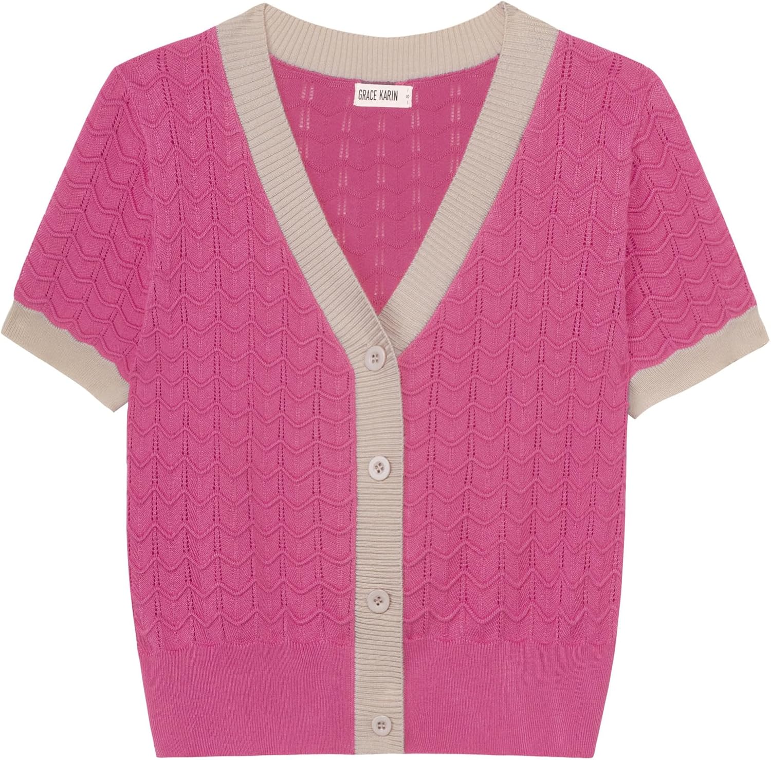 GRACE KARIN Womens Summer Cardigan Sweaters 2025 Short Sleeve Cropped V Neck Lig...