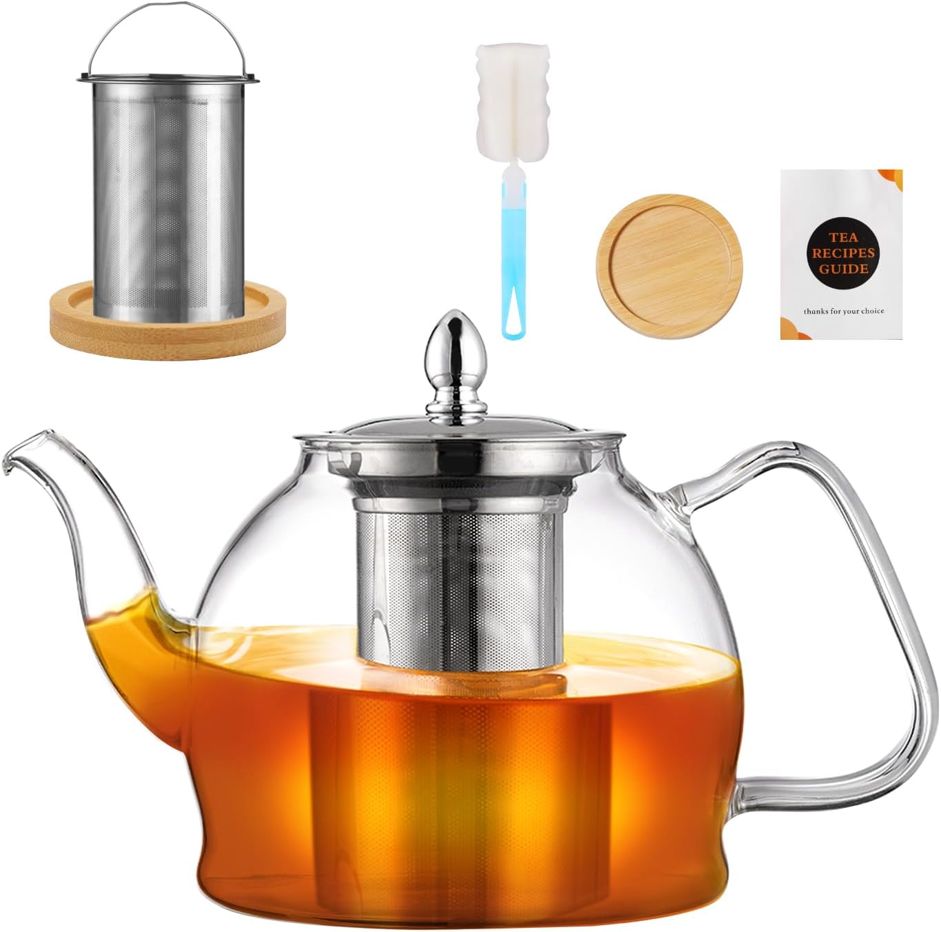 PluieSoleil Glass Teapot, Special 850ML Tea Pot with Filter, Innovative Glass Te...