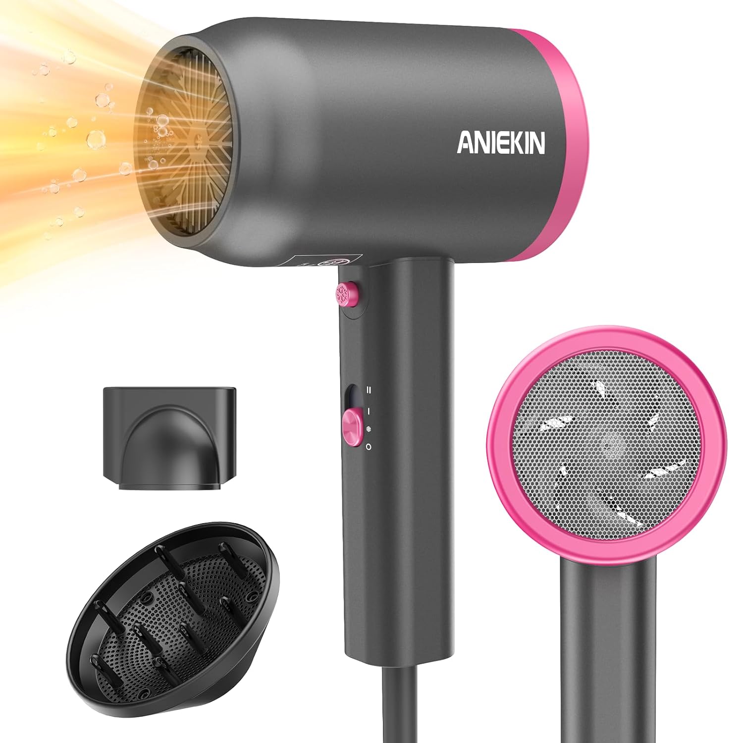 ANIEKIN Hair Dryer, 1875 Watts Fast Drying Blow Dryer with Diffuser and Concentr...