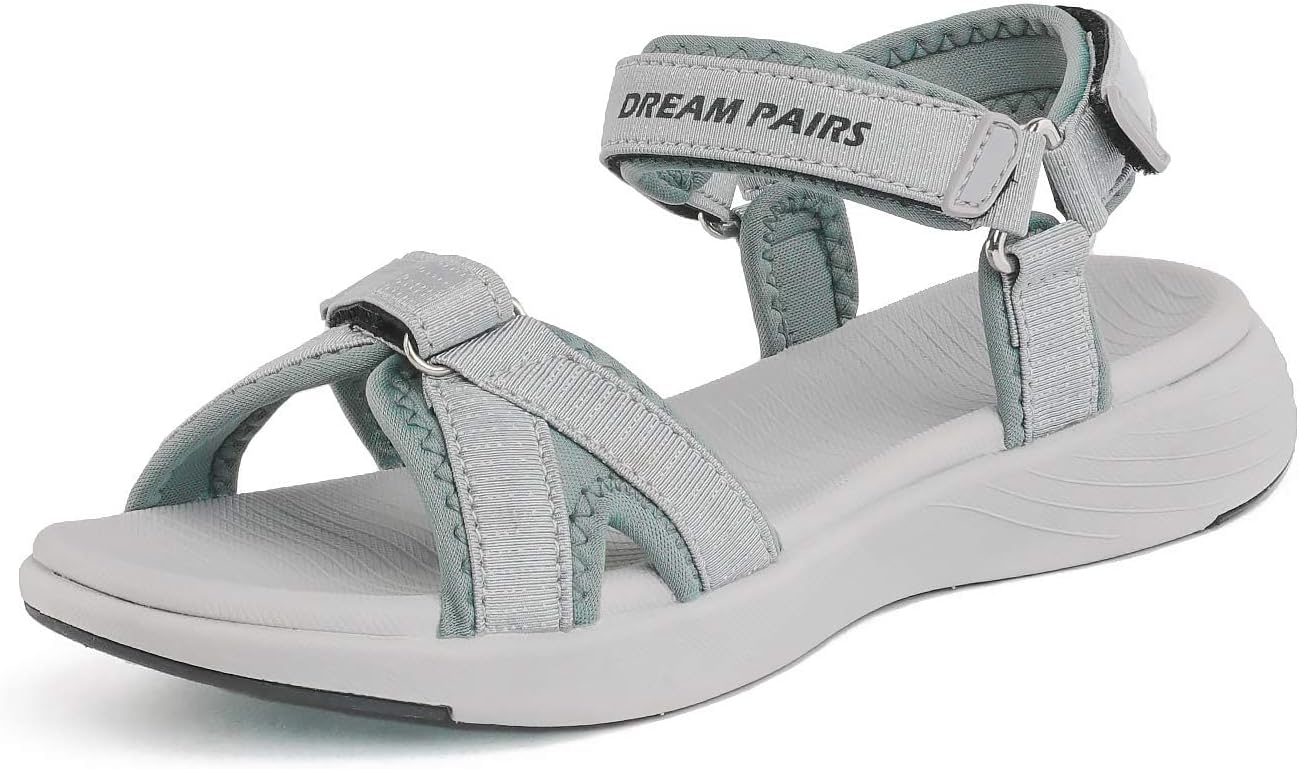 DREAM PAIRS Women's Sport Athletic Sandals Outdoor Hiking Sandals 8.5 Grey