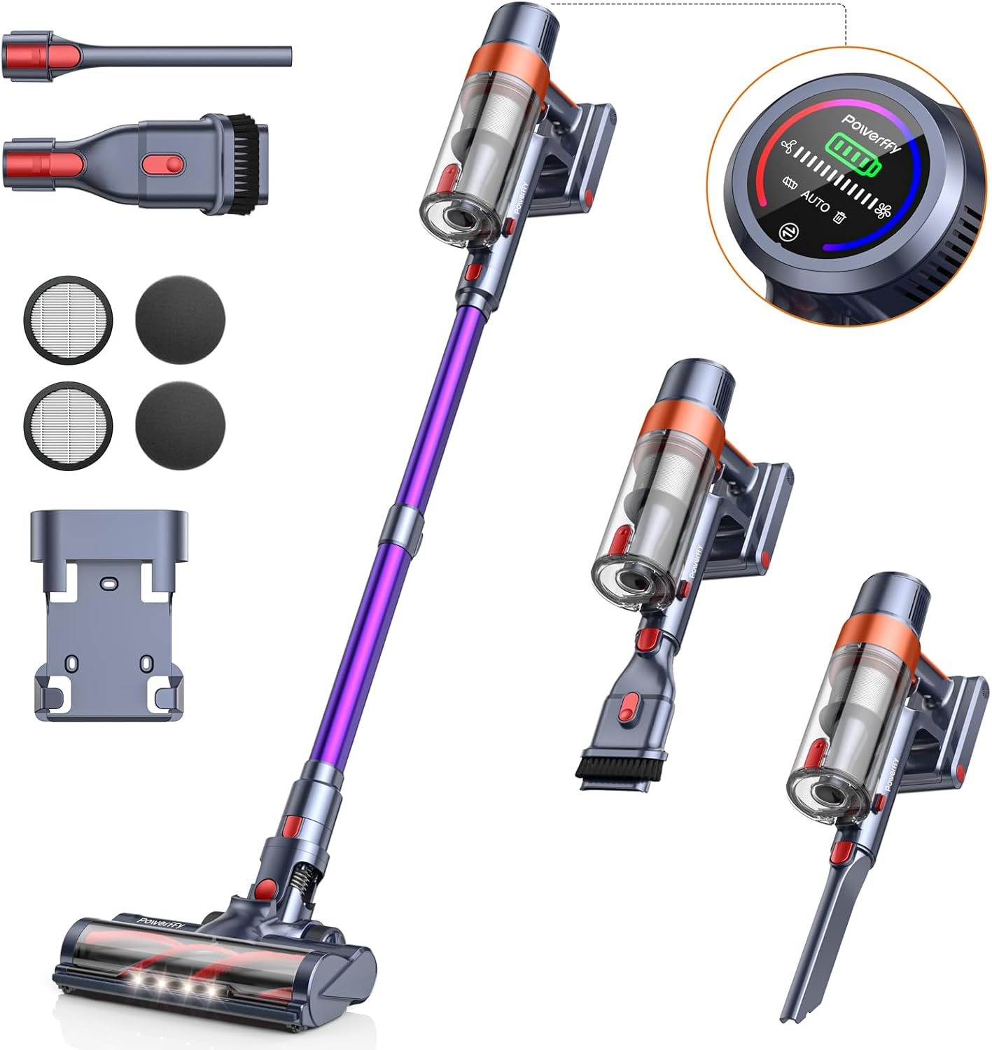 Cordless Vacuum Cleaner, 40KPA Stick Vacuum Cleaner 450W Powerful Vacuum Cleaner...