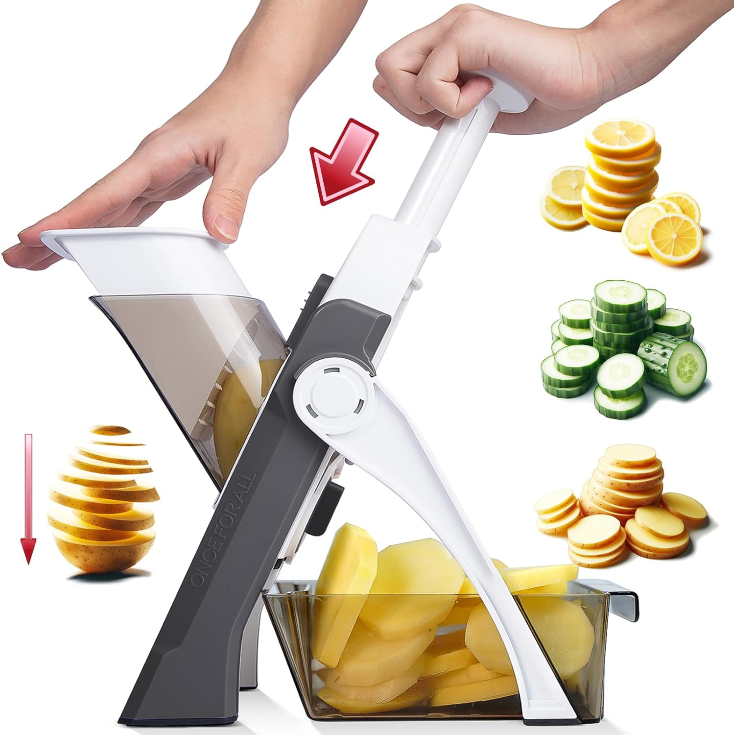 ONCE FOR ALL Safe Mandoline Slicer For Kitchen, Professional Vegetable Slicer Fo...