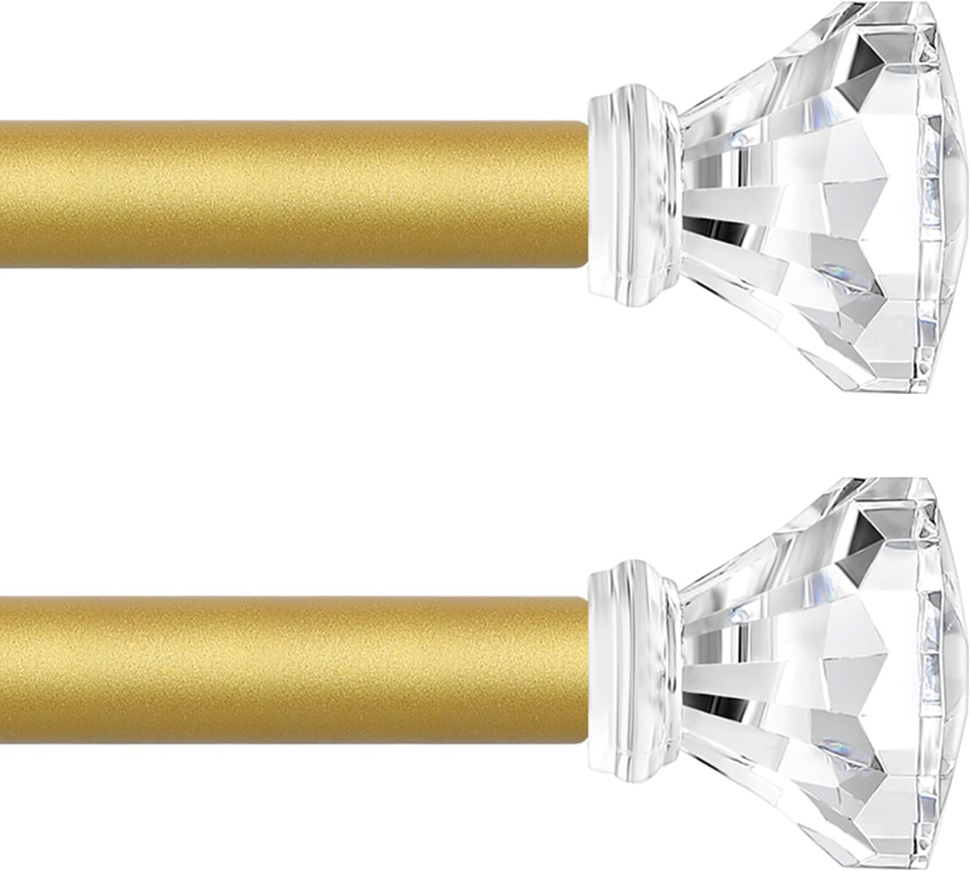 Gold Decorative Crystal Curtain Rods 2 Pack:Heavy Duty Adjustable Window Curtain...