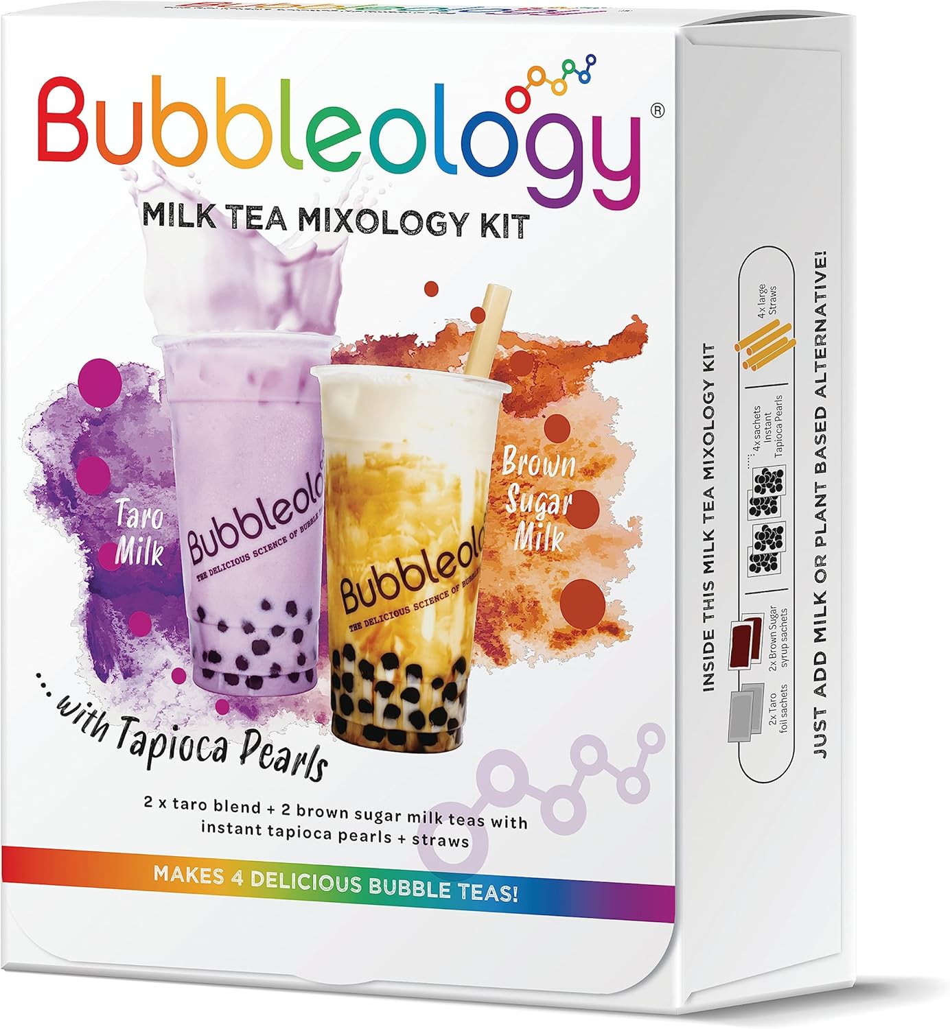 Bubbleology Milk Tea Mixology Kit with Tapioca Pearls (Pack of 1) Makes 4 Delici...