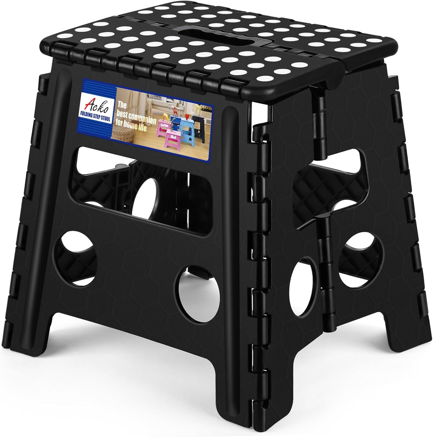 ACKO Folding Step Stool 13 inch Heavy Duty Plastic Foldable Step Stool for Kids...