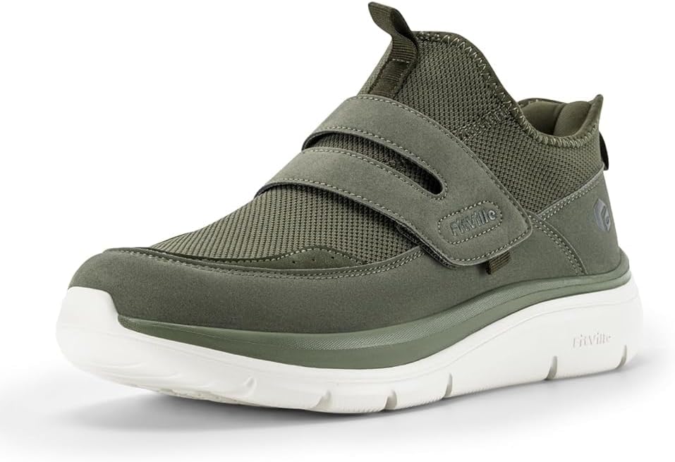 FitVille Men's Extra Wide Width Slip-on Trainers with Adjustable Straps, Easy on...