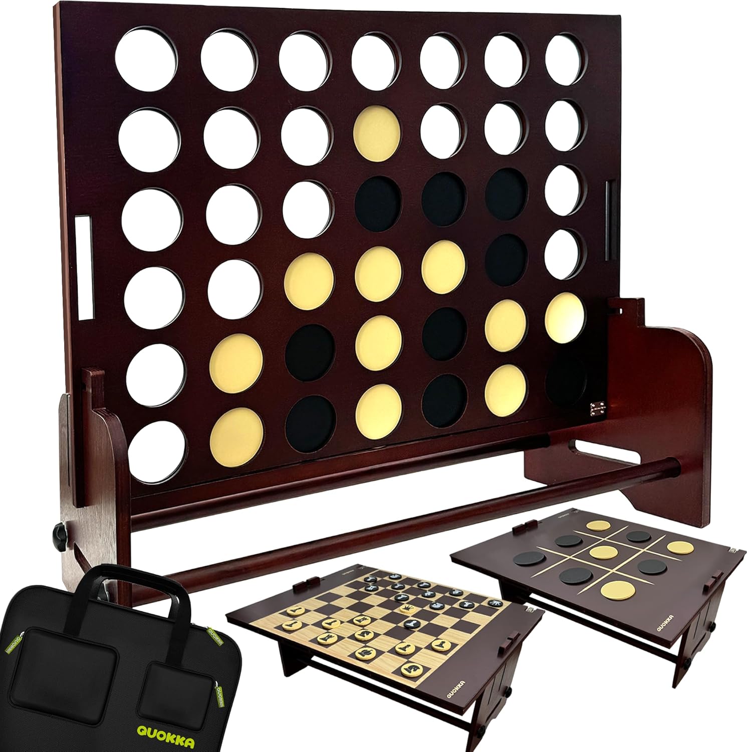 QUOKKA Giant Connect Game 4-in-1 SUPERSET - Brown Four in a Row - Wooden Jumbo F...