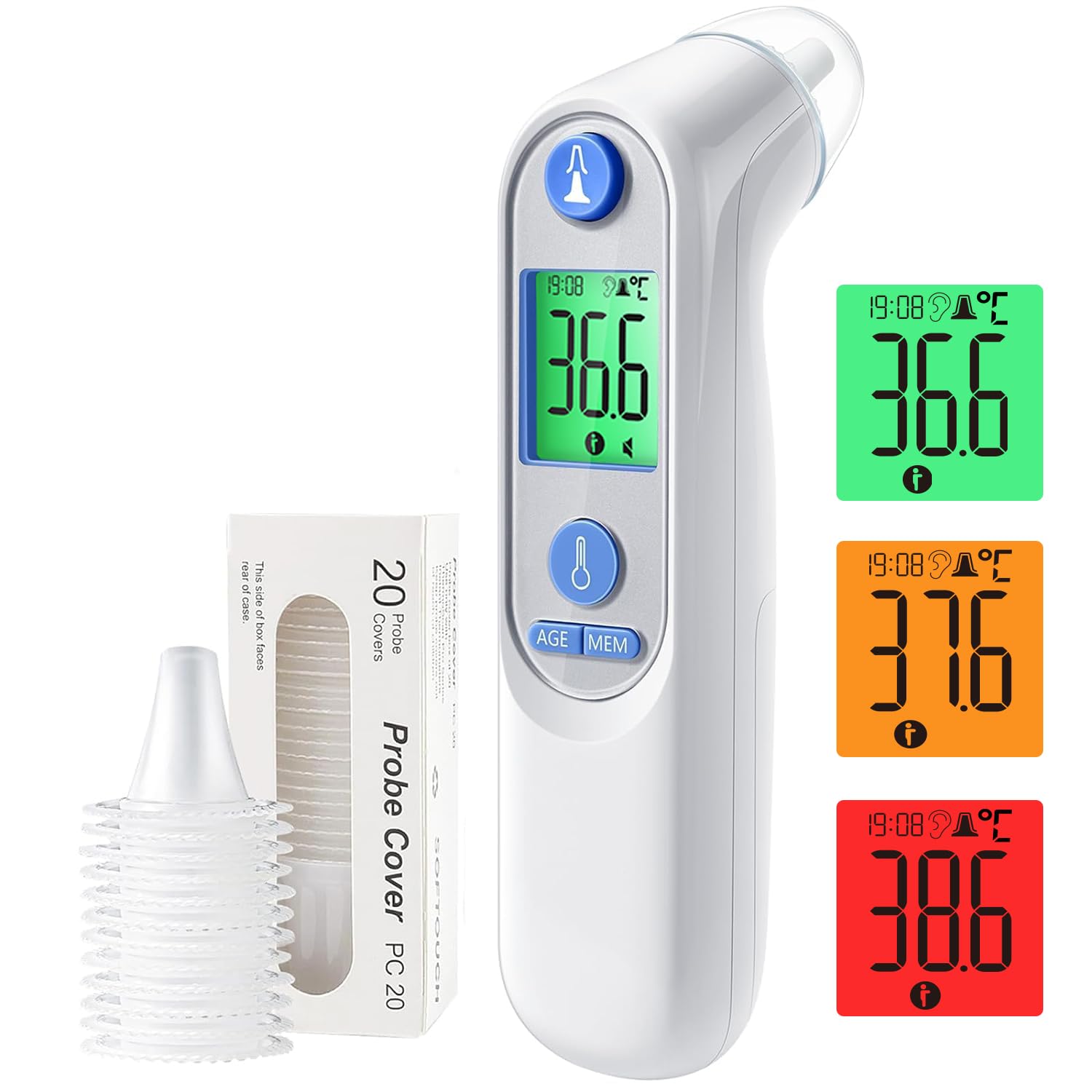 Highly Accurate Ear Thermometer, Digital Ear Thermometer for Kids and Adults, Me...