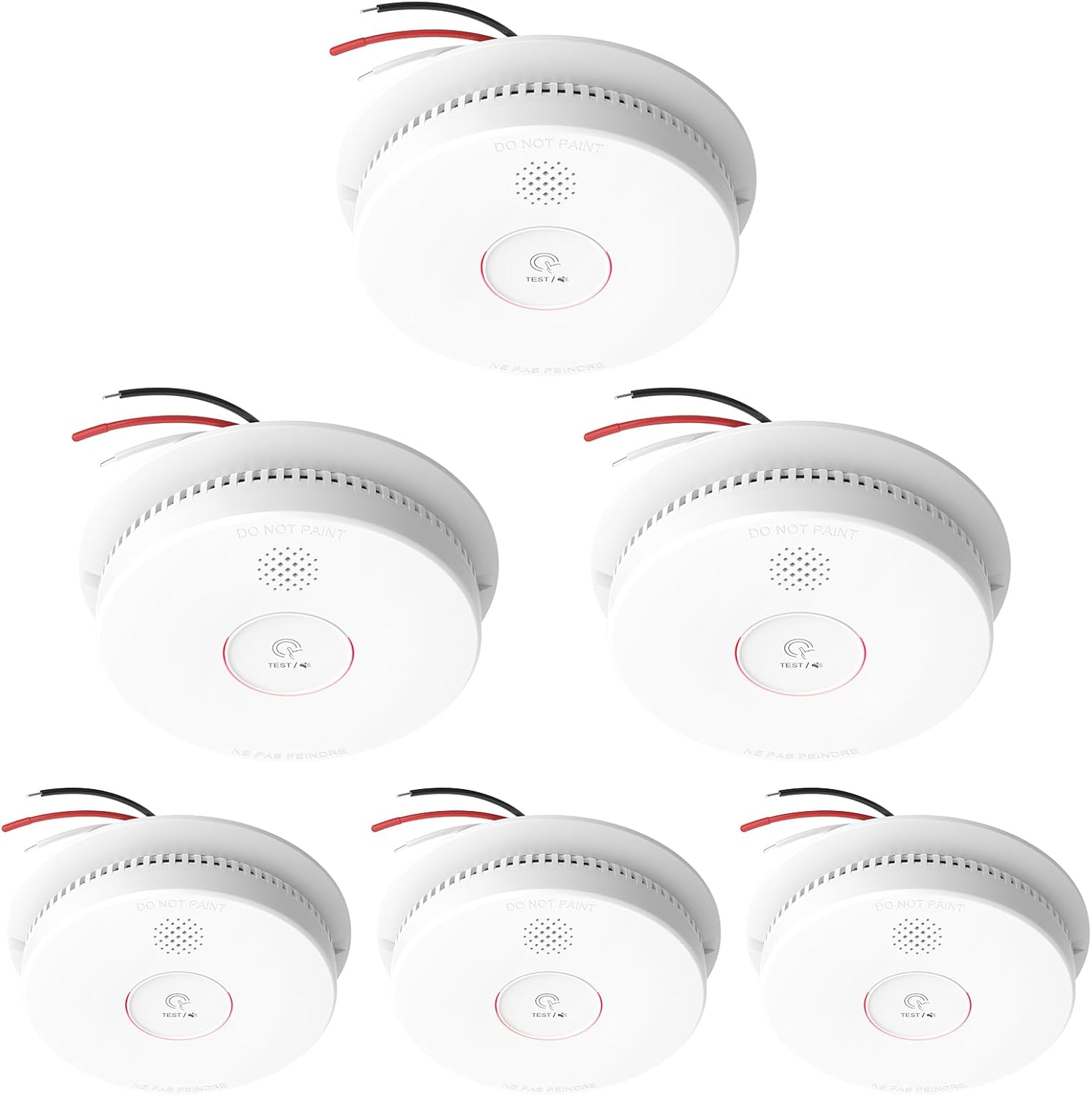 Hardwired Interconnected Smoke Detectors,Photoelectric Smoke Alarm with 9V Batte...