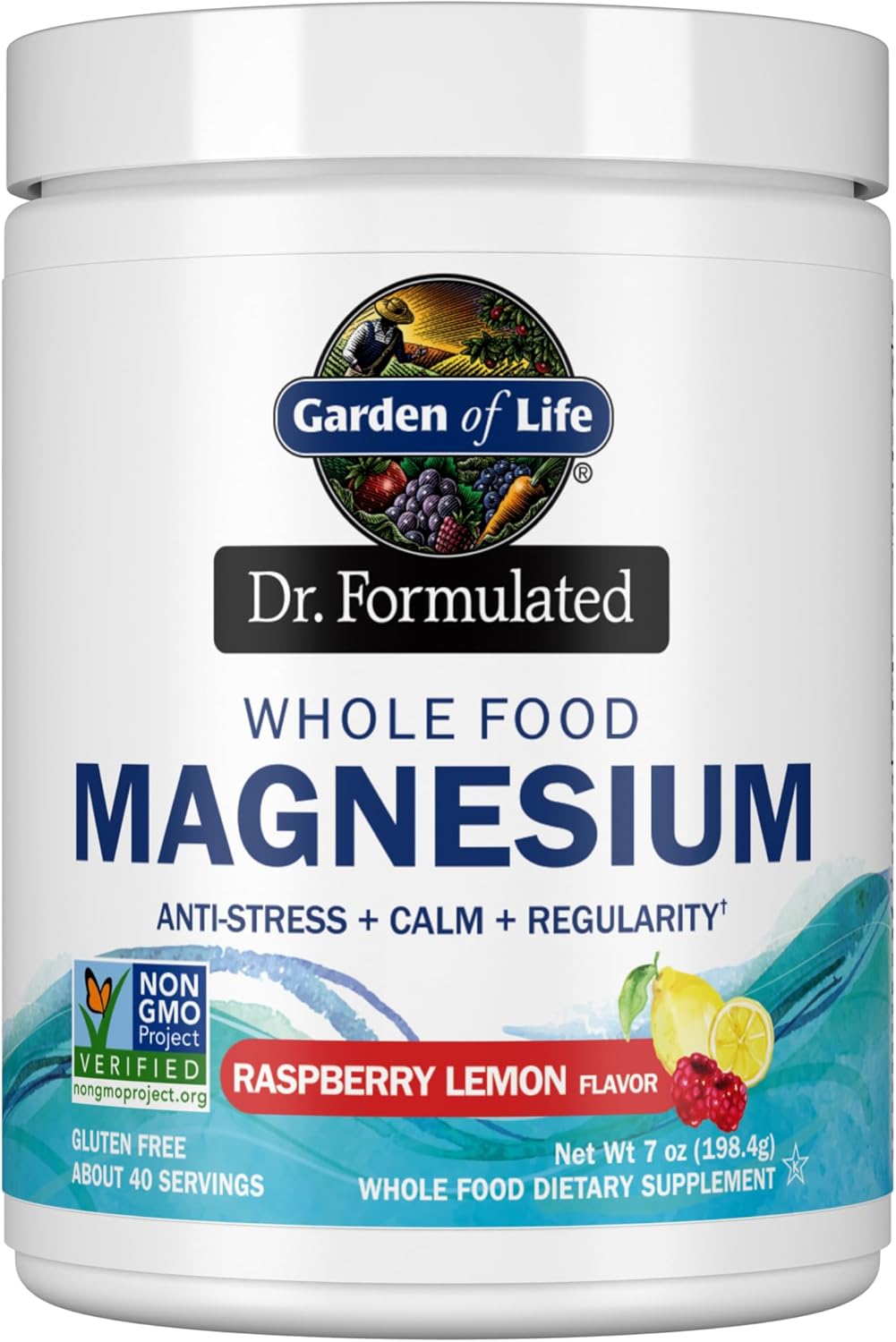 Garden of Life Whole Food Magnesium Powder, Raspberry Lemon - Vegan, Gluten & Su...
