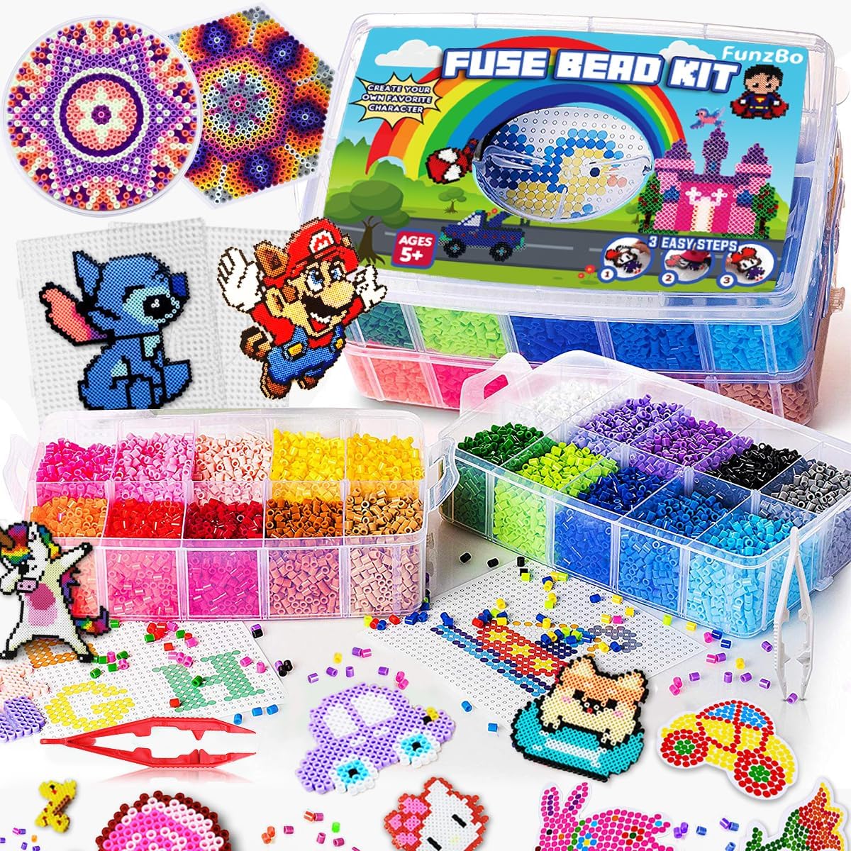 FunzBo Fuse Beads for Kids Craft Art - 23000PCS 5m...