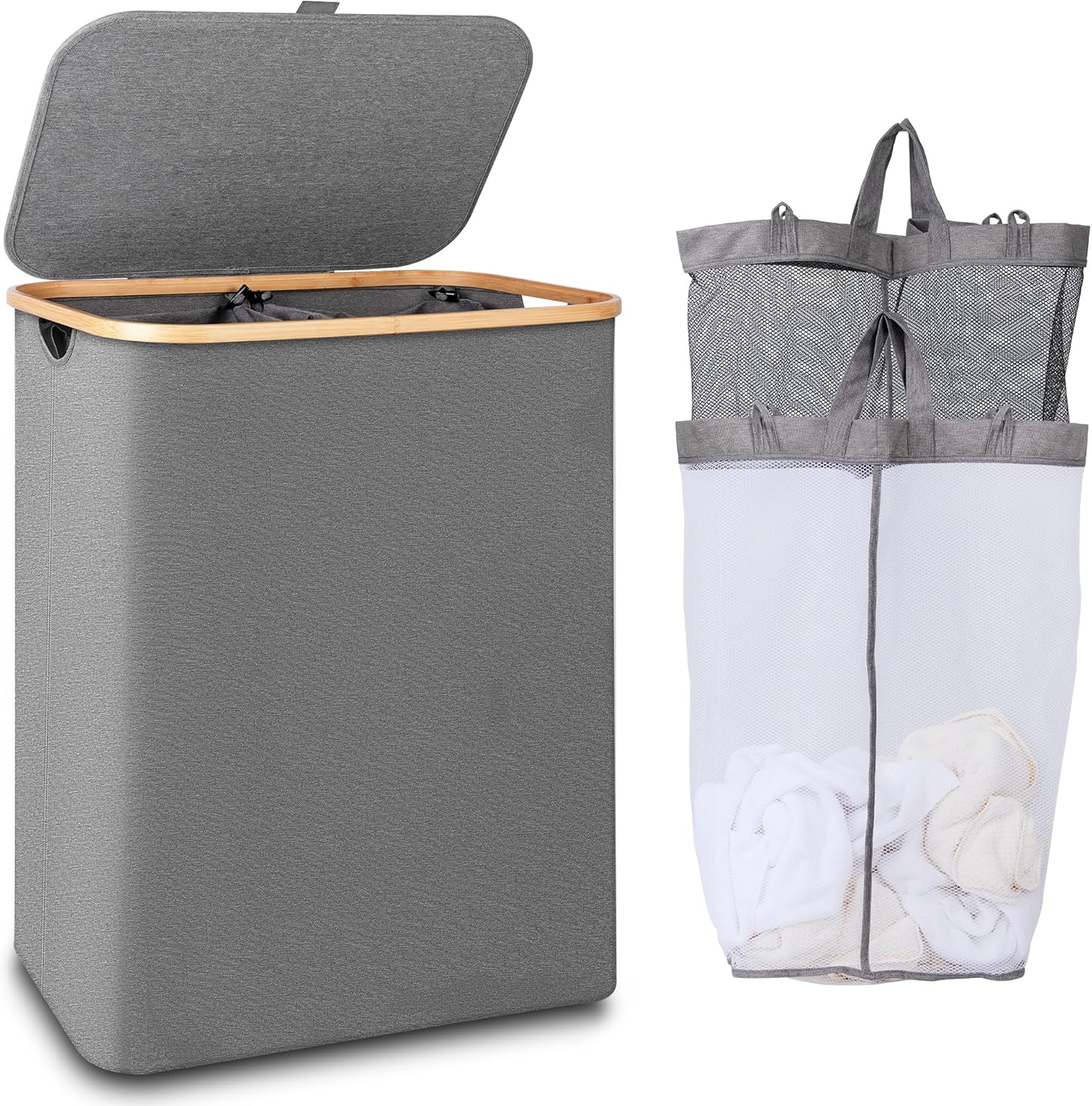 iEGrow Laundry Basket 2 Compartments 150L, Large Washing Baskets for Laundry wit...