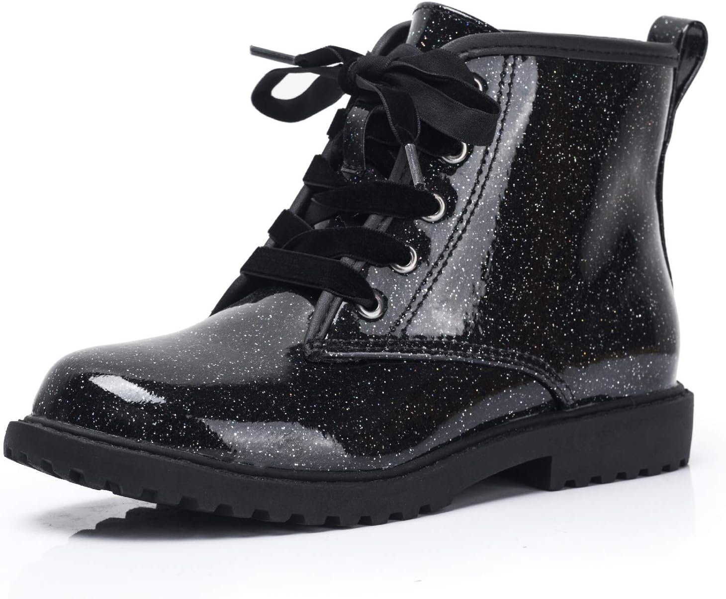 FITORY Girls/Boys Glitter Ankle Boots, Lace Up Waterproof Combat Shoes With Side...