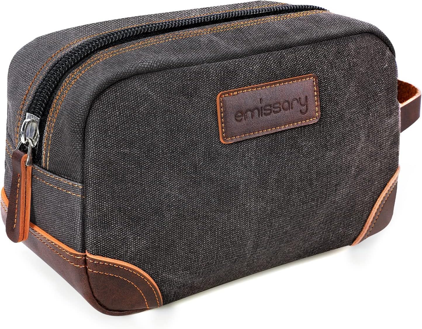 emissary Travel Toiletry Bag for Men, Leather and Canvas Toiletry Bags, Dopp Kit...