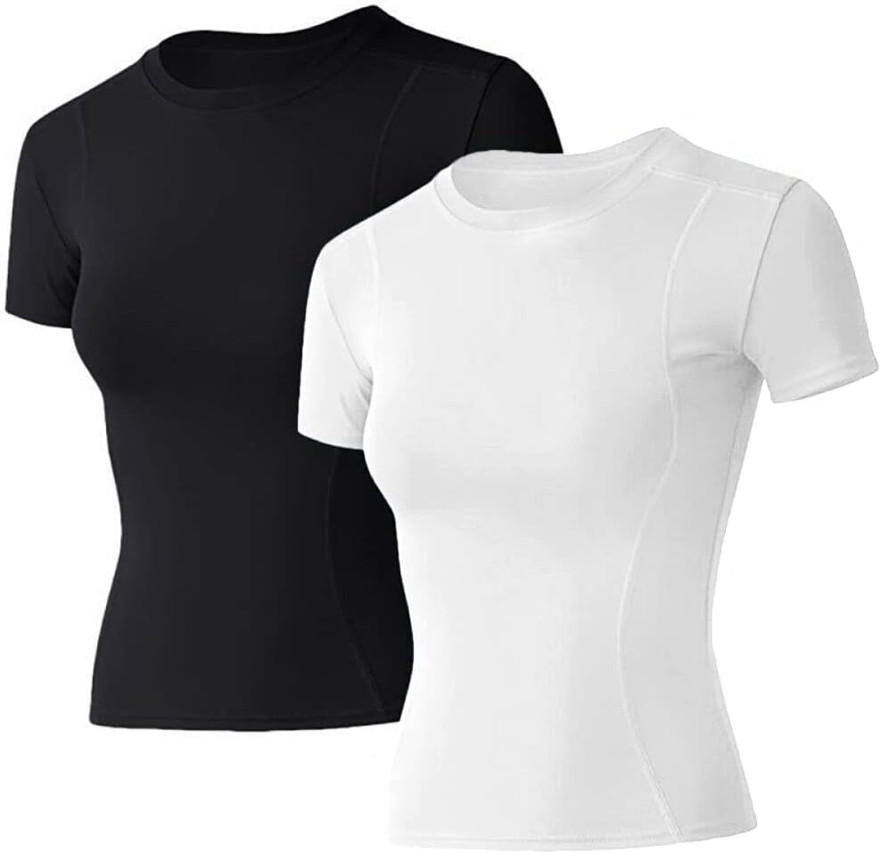 Loovoo Women Workout Shirts 1/2/3 Pack Athletic Compression Tee Dry Fit Yoga Gym...