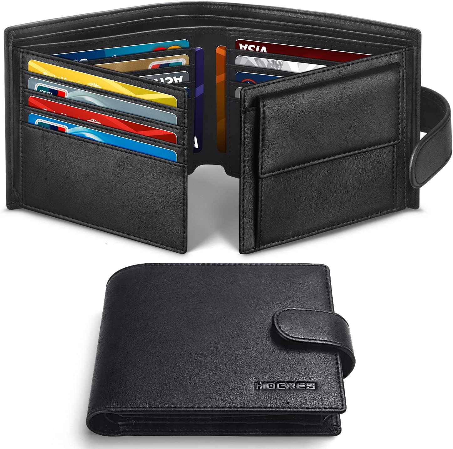 HOCRES® Wallets with Gift Box for Men, Minimalist, RFID Blocking, Leather Wallet...