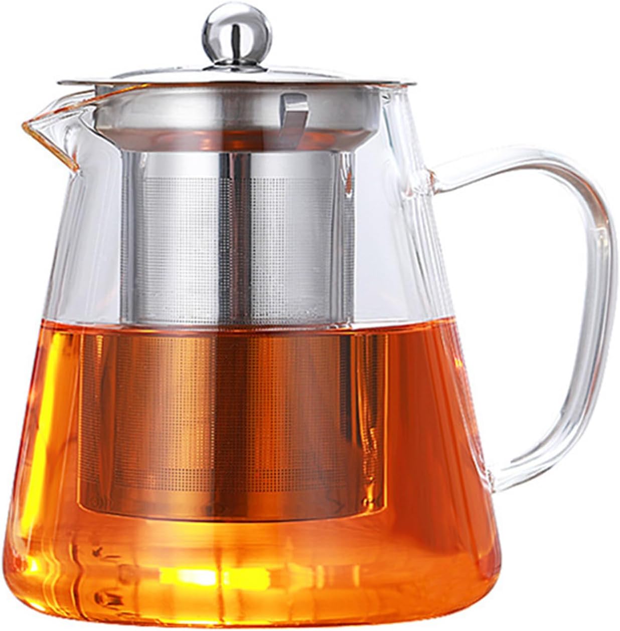 PluieSoleil Clear Glass Teapot with Infuser, Round Shape Infuser Tea Pot, Heat-R...