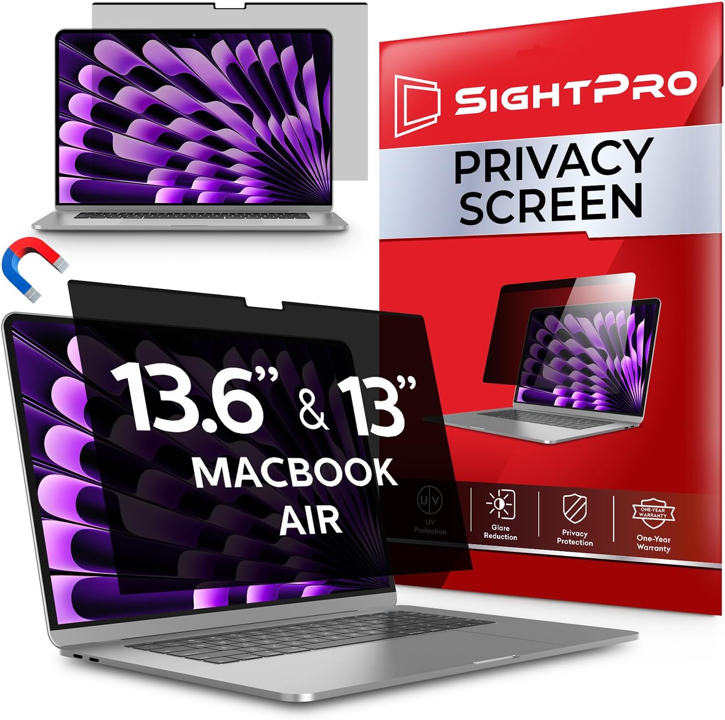 Magnetic Privacy Screen for MacBook Air 13.6 & 13 Inch (2022-2025, M2, M3, M4) R...