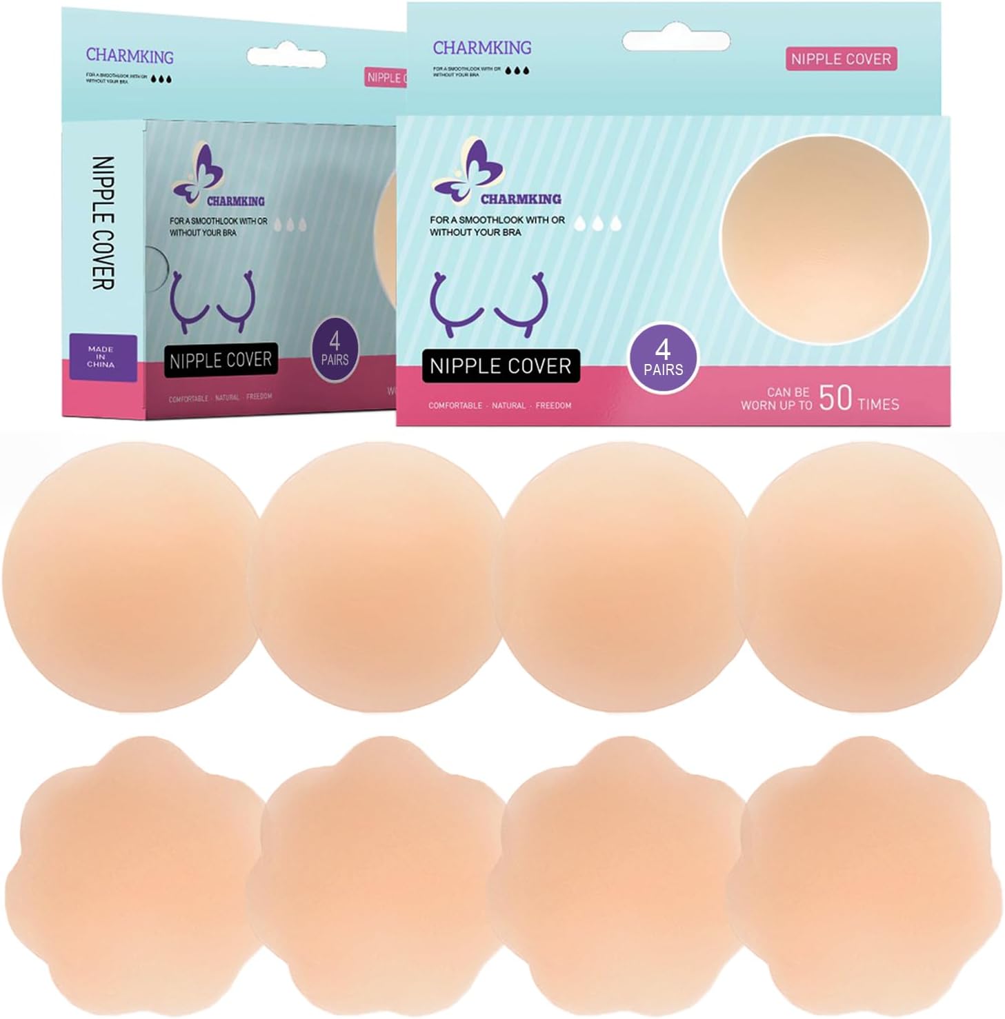 CHARMKING Pasties Nipple Covers 4 Pairs for Women,...