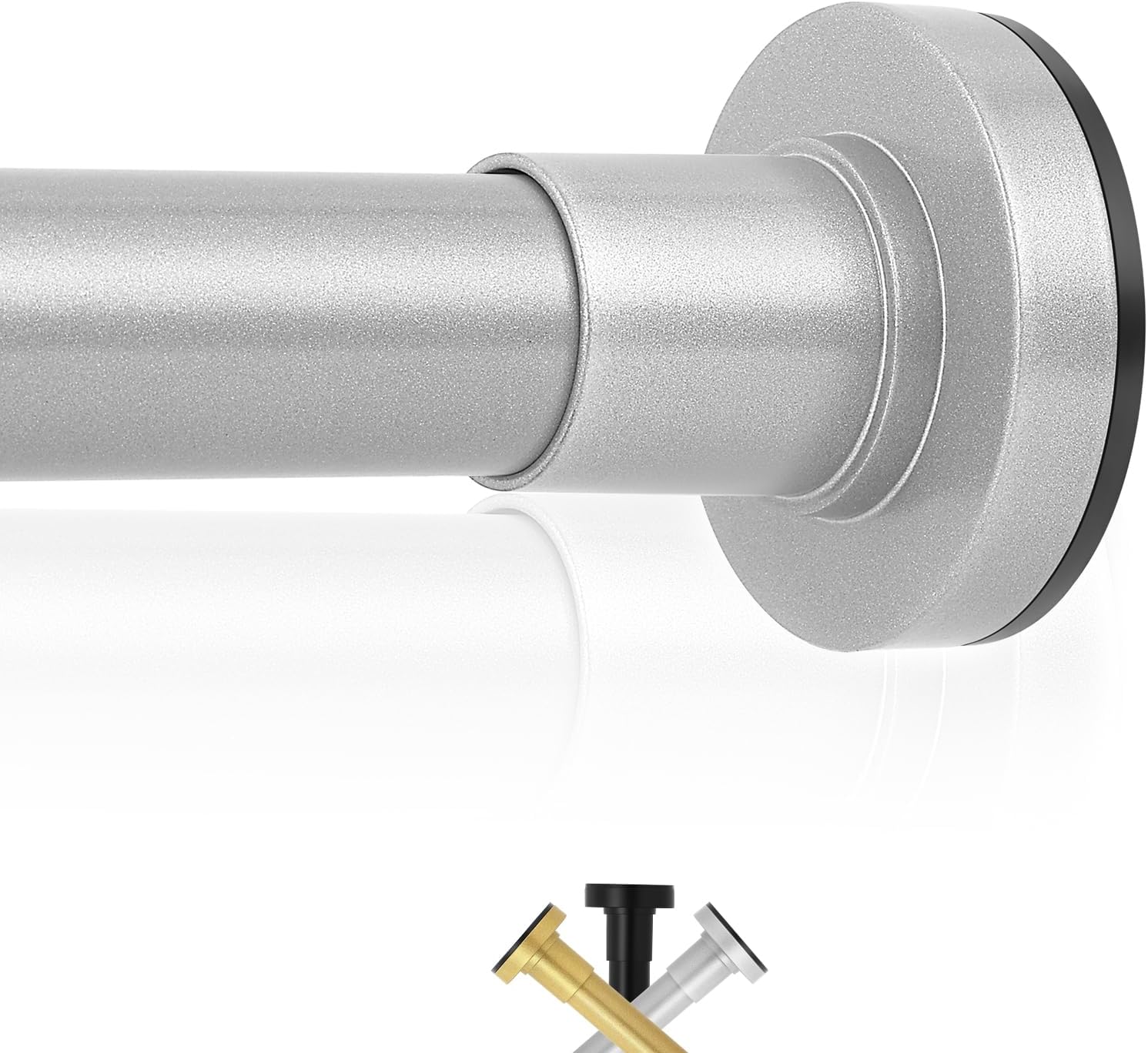 Silver Tension Shower Curtain Rod:Adjustable Shower Rods for Bathroom Kitchen Do...