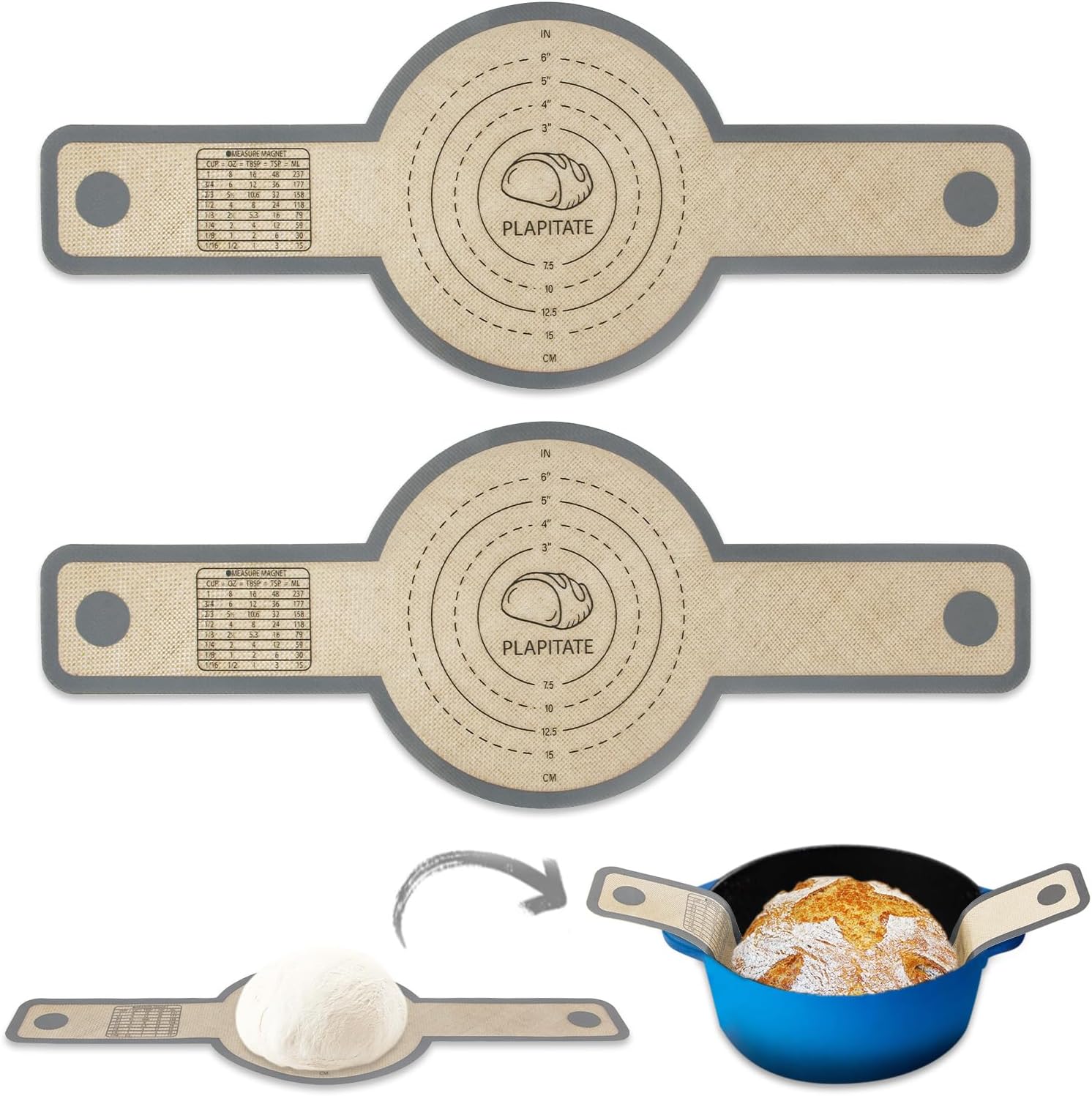 Silicone Bread Sling for Dutch Oven Liners, Non Stick 2 PCS, Easy Clean Reusable...