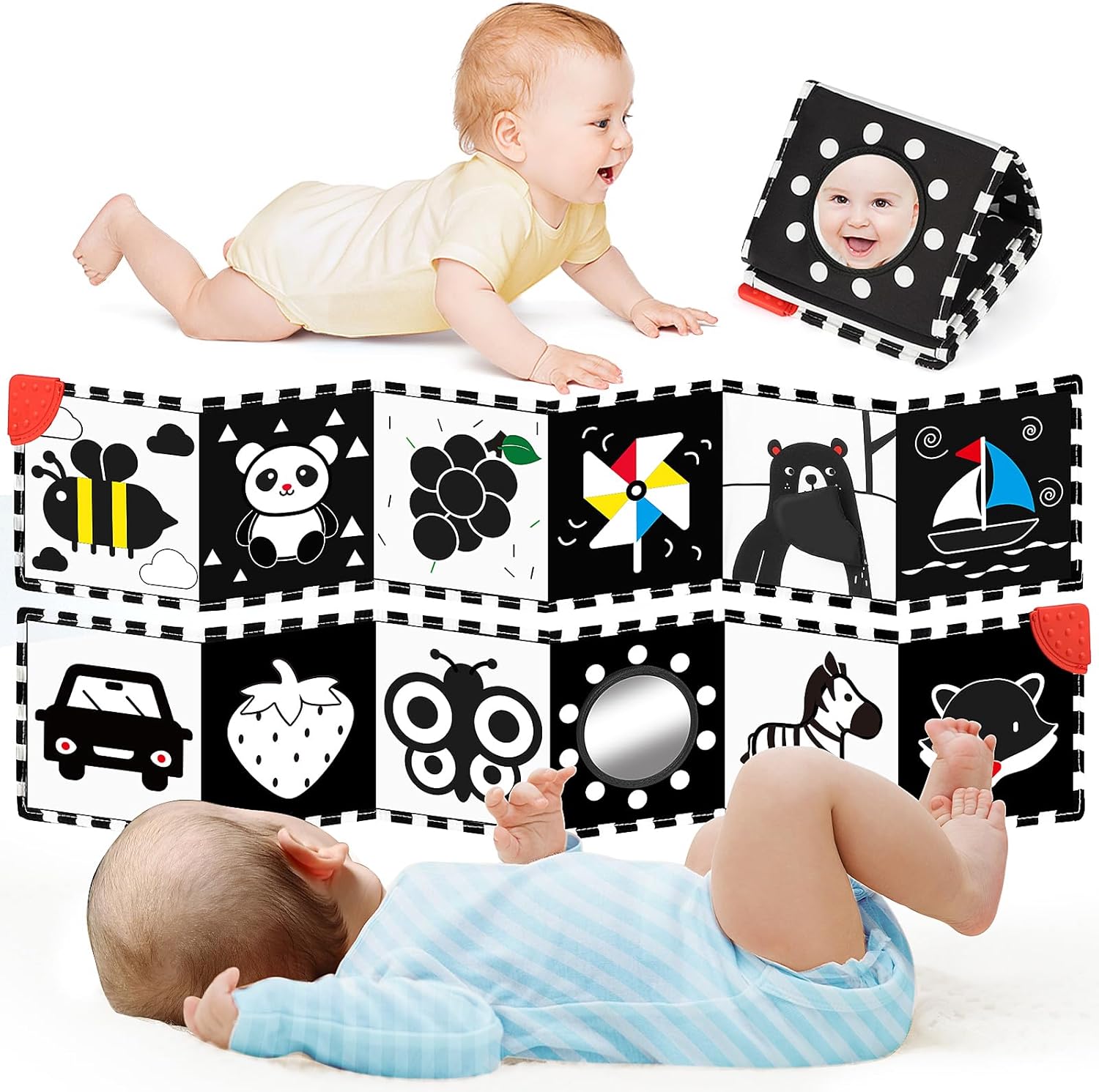 High Contrast Baby Toys for Newborn Development - Tummy Time Black and White Bab...