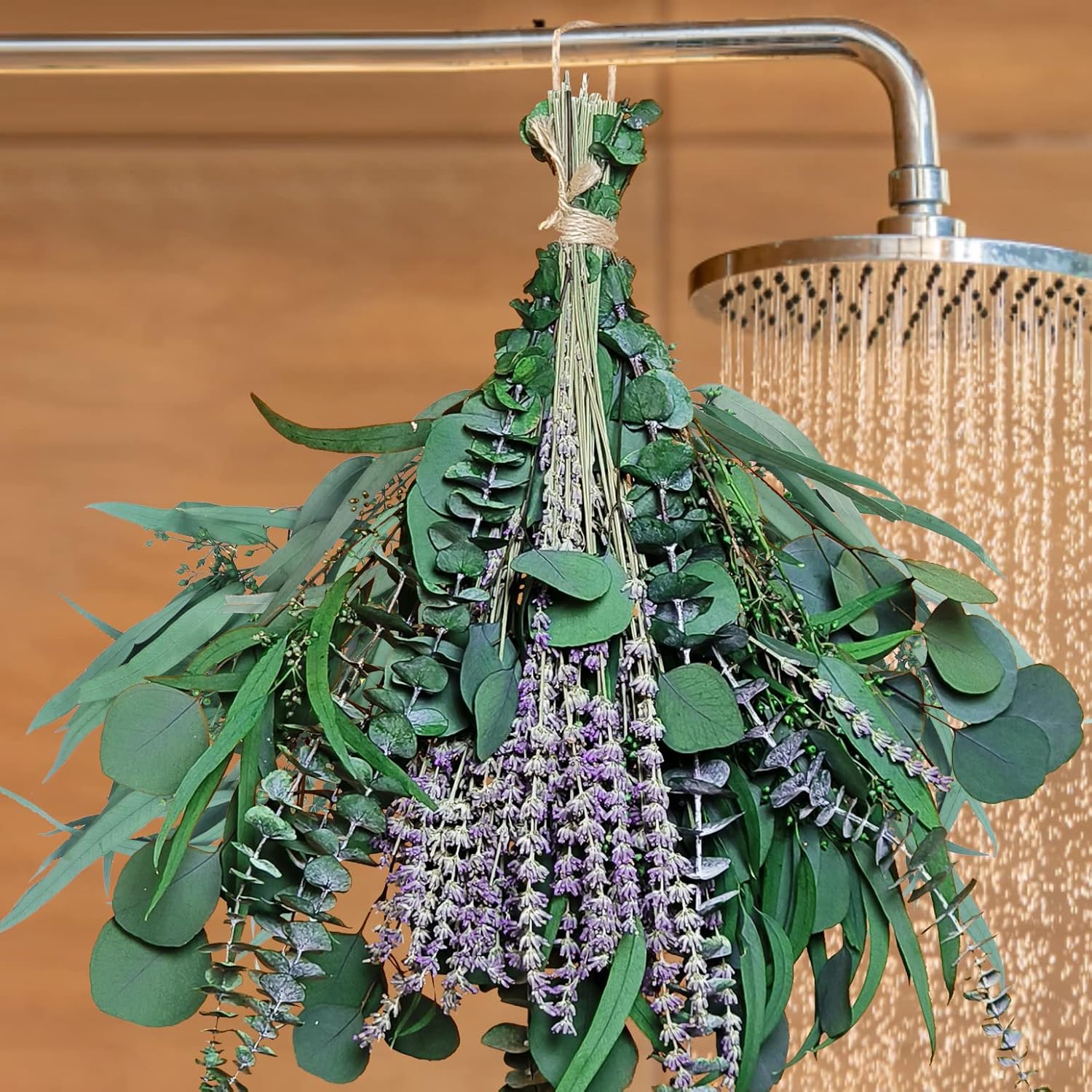 52 PCS Mix Dried Eucalyptus & Lavender Flowers Bundles for Shower, 17'' Natural...