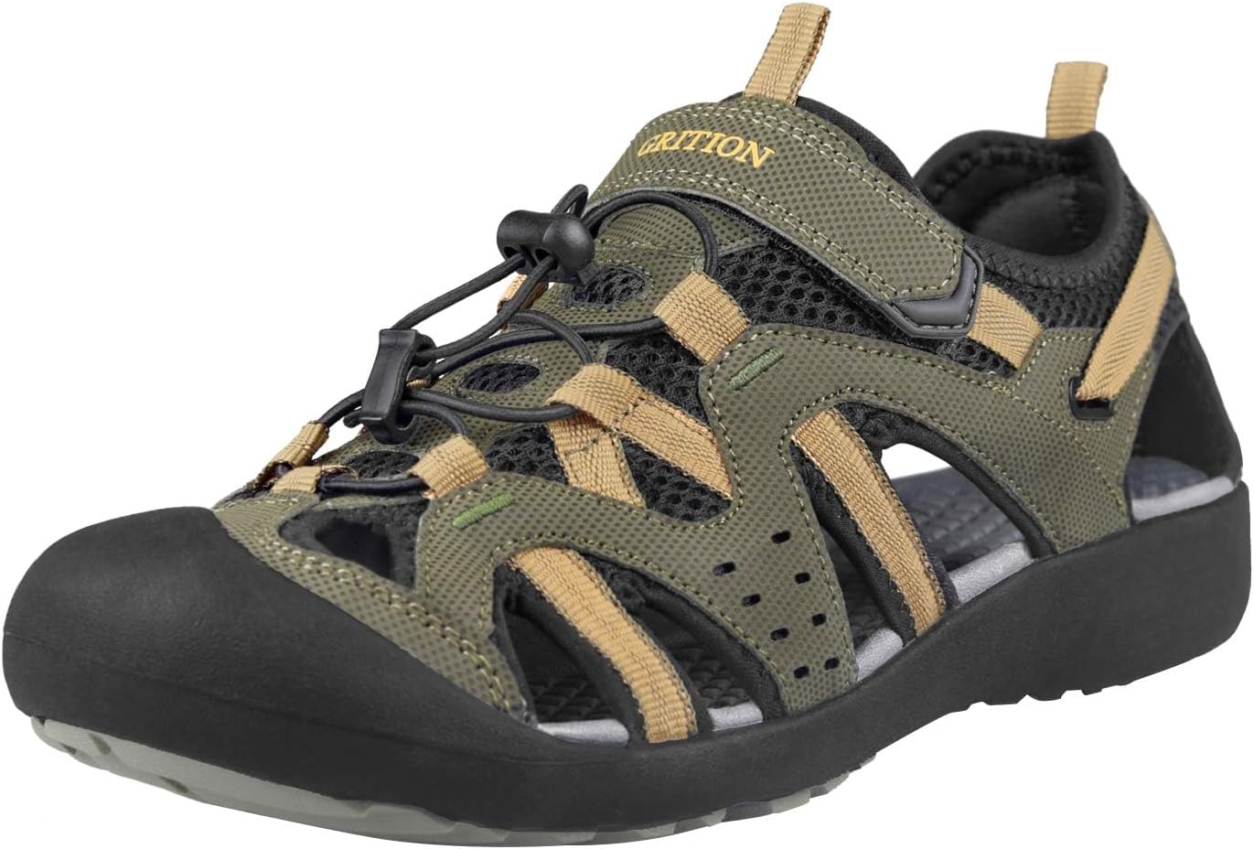 GRITION Mens Outdoor Hiking Sandals Summer Beach Closed Toe Water Sandal Waterpr...