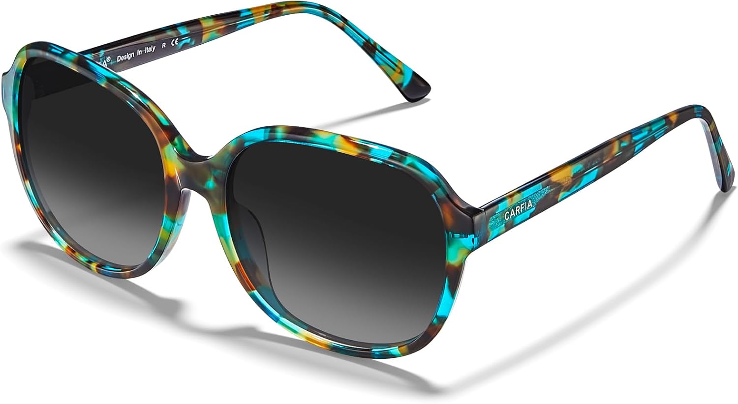 CARFIA Acetate Polarized Sunglasses for Women UV Protection Retro Trendy Big Sun...