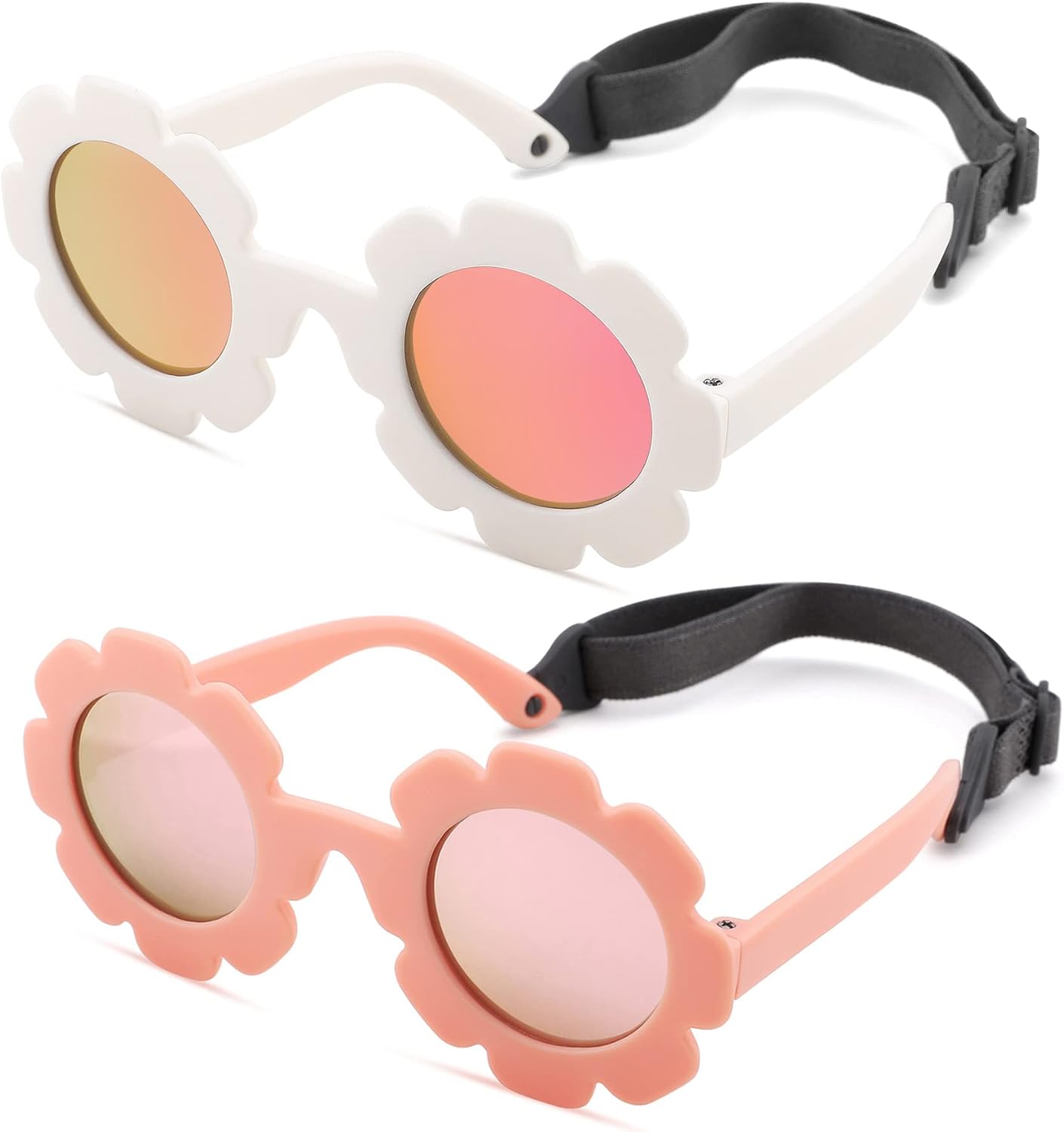 Hycredi Flexible Bendable Flower Baby Polarized Sunglasses with Strap for Newbor...