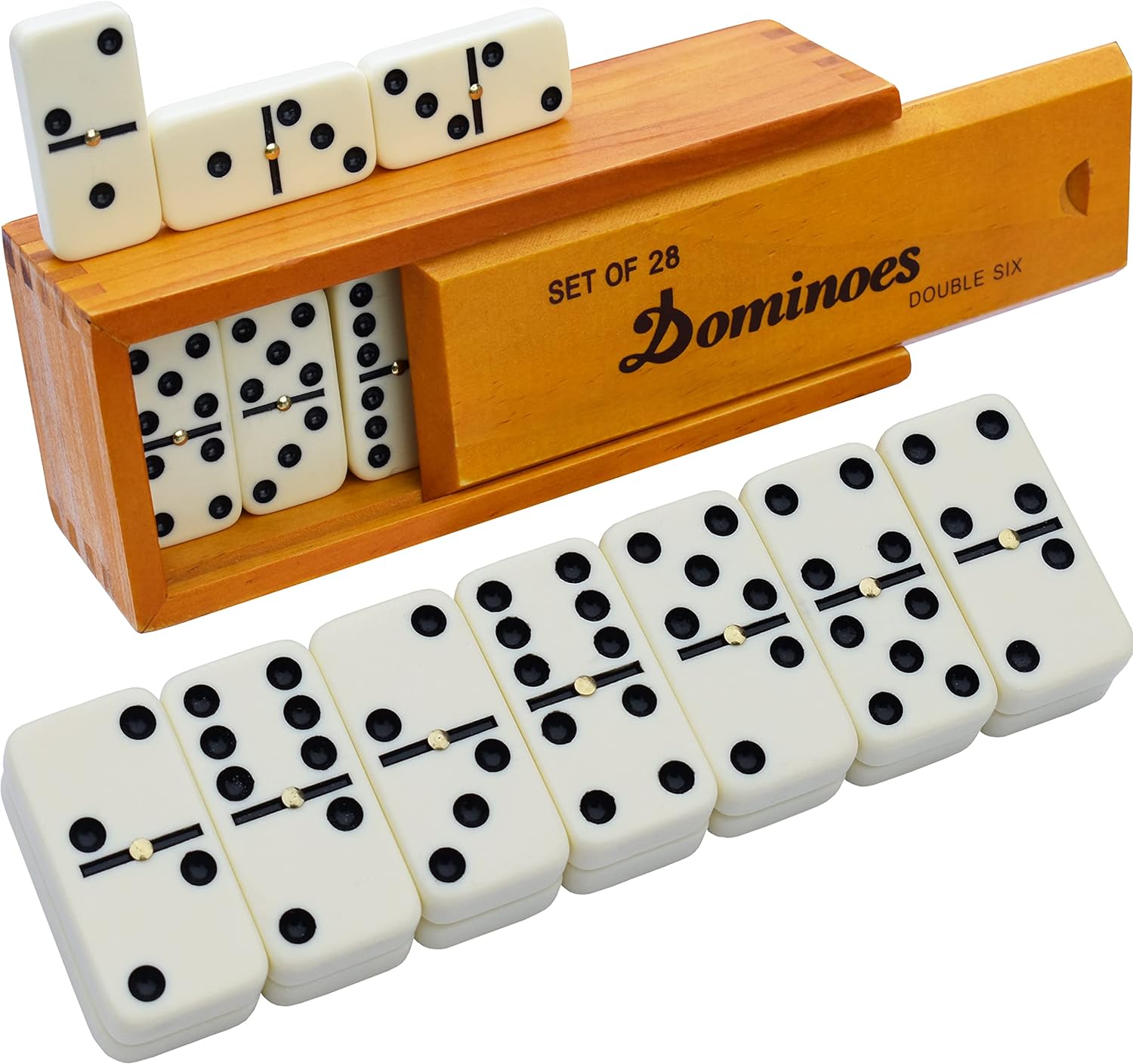 Queensell Dominos Set for Adults – Dominoes - Classic Board Games, Double 6 Domi...