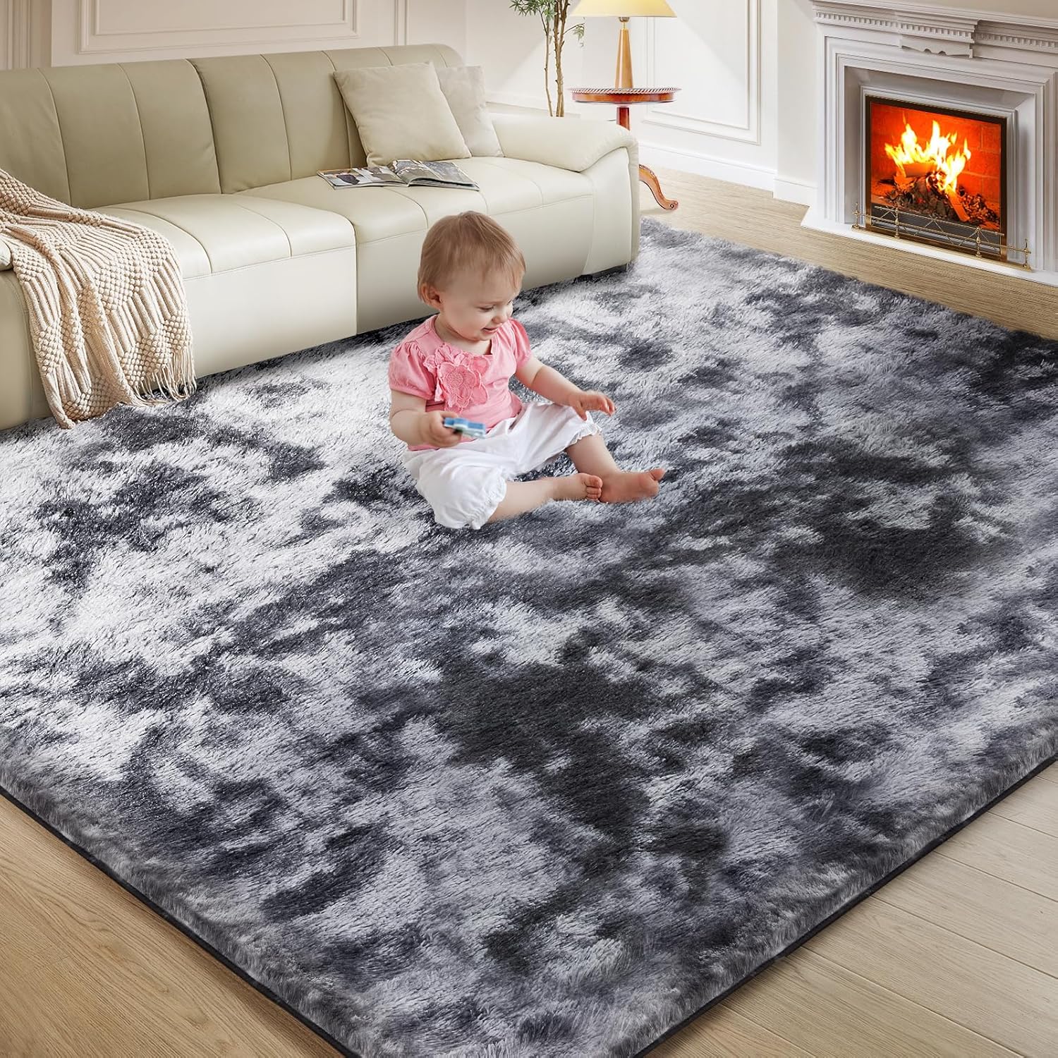 Ultra Soft Rug for Living Room, 8X10 Fluffy Shag A...