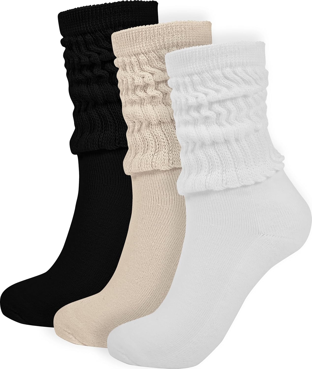 BomKinta Crew Slouch Socks Women - Retro Scrunch Short Sock - Soft Solid Ankle S...