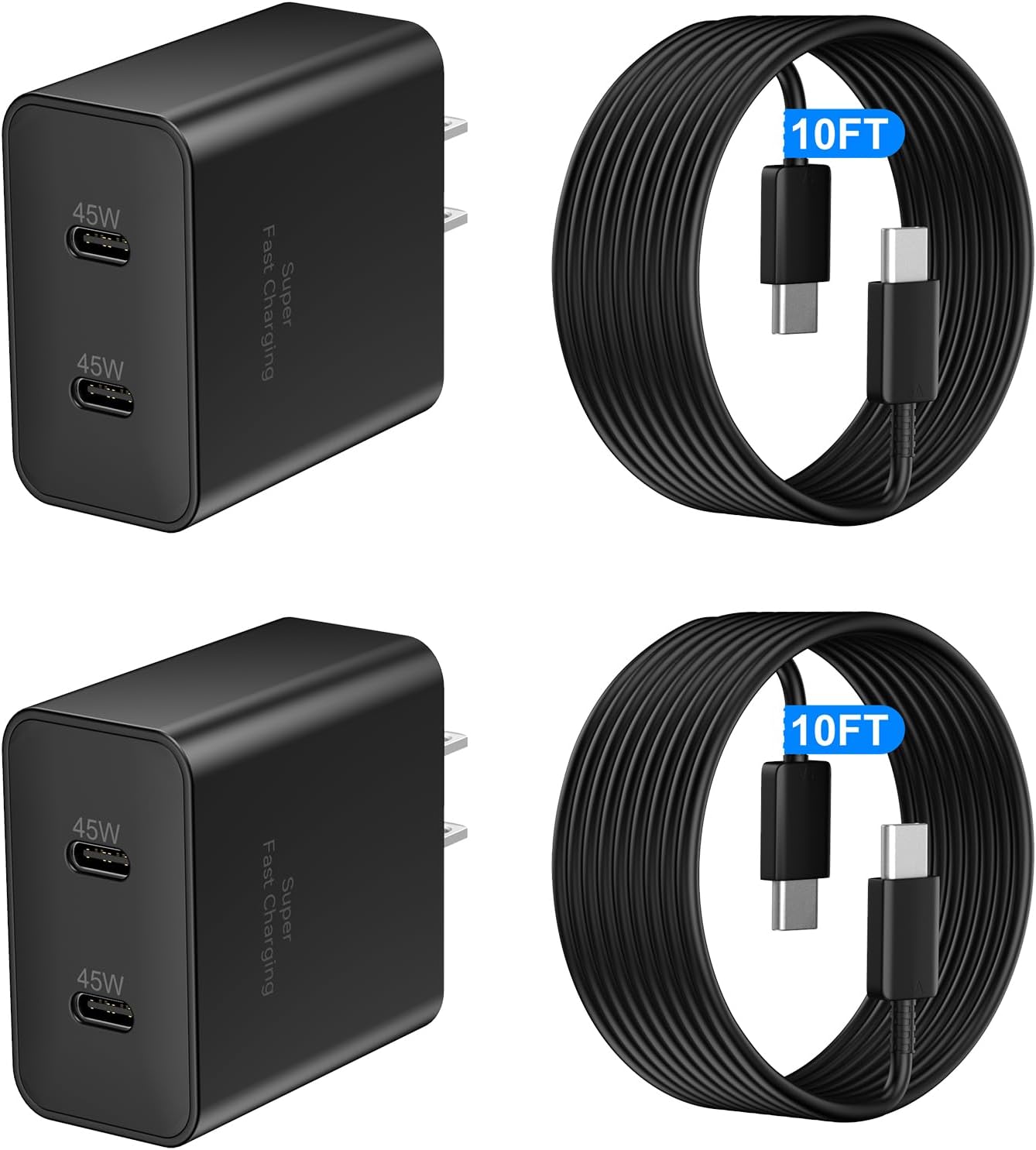 45W Samsung Super Fast Charger USB C, Dual Android Phone Charger Type C Chargers...