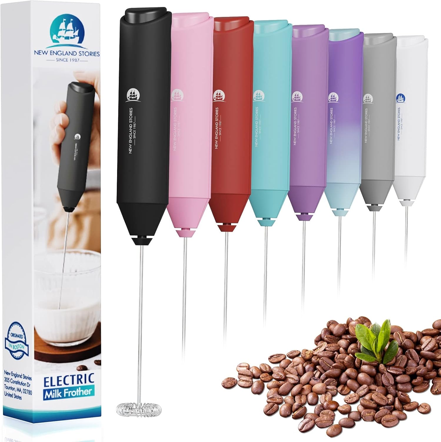 Powerful Milk Frother Wand - Mini Handheld Milk Frother with Stainless Steel Whi...