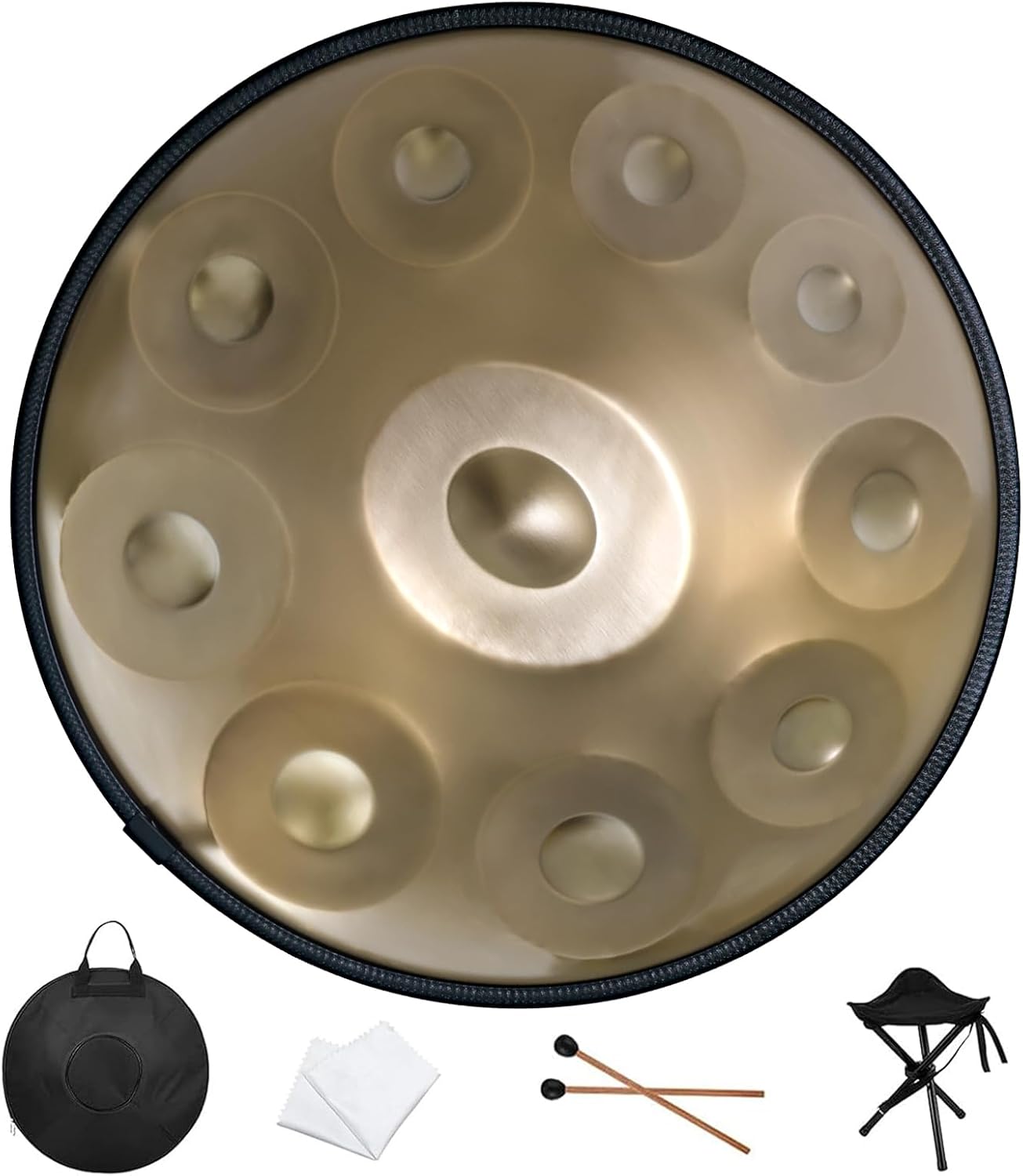 Handpan Drum 22 Inches D Minor Kurd, 432Hz 10 Notes Hand Drum Instrument, Premiu...