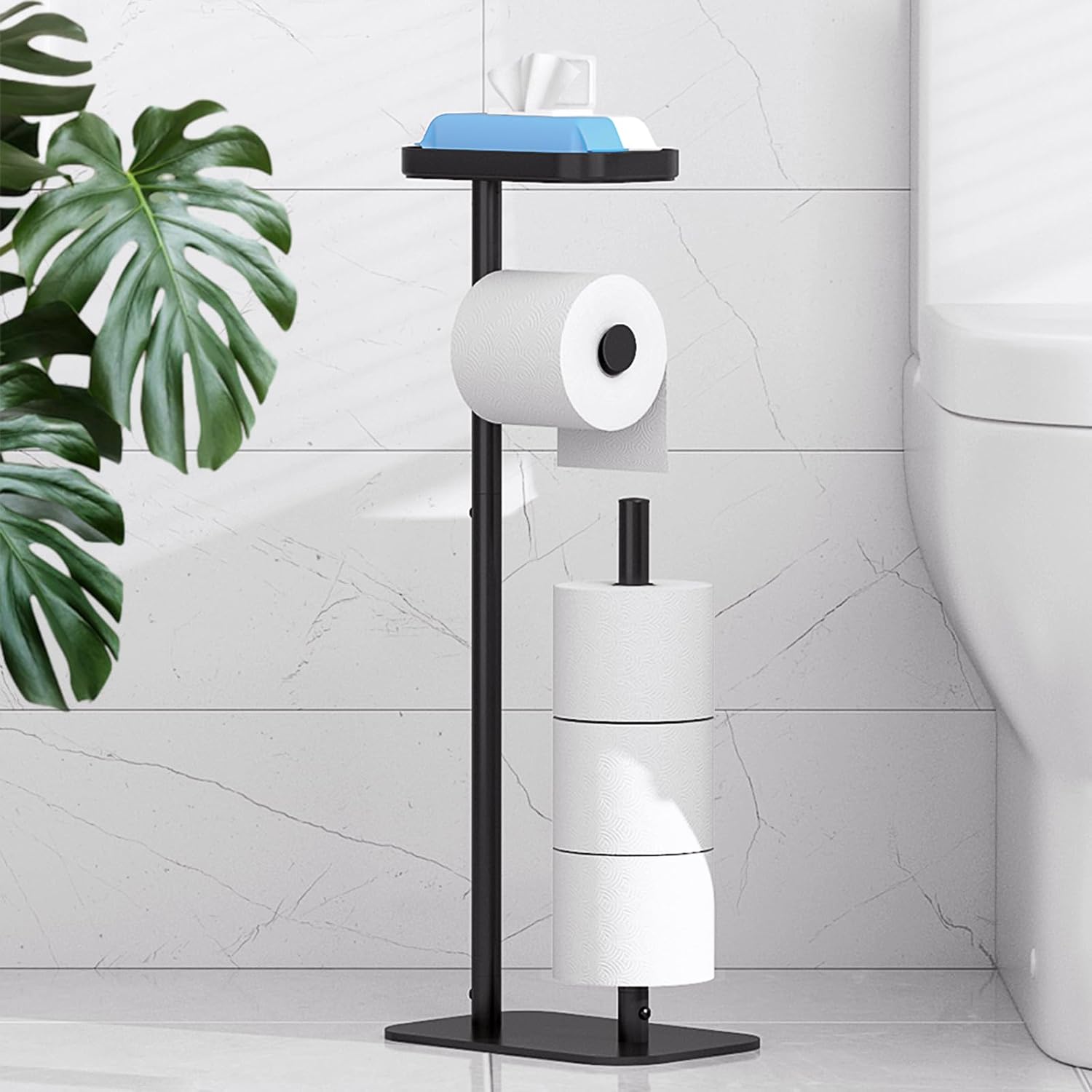Kitsure Toilet Paper Holder Free Standing – Rustproof Metal Toilet Paper Stand f...