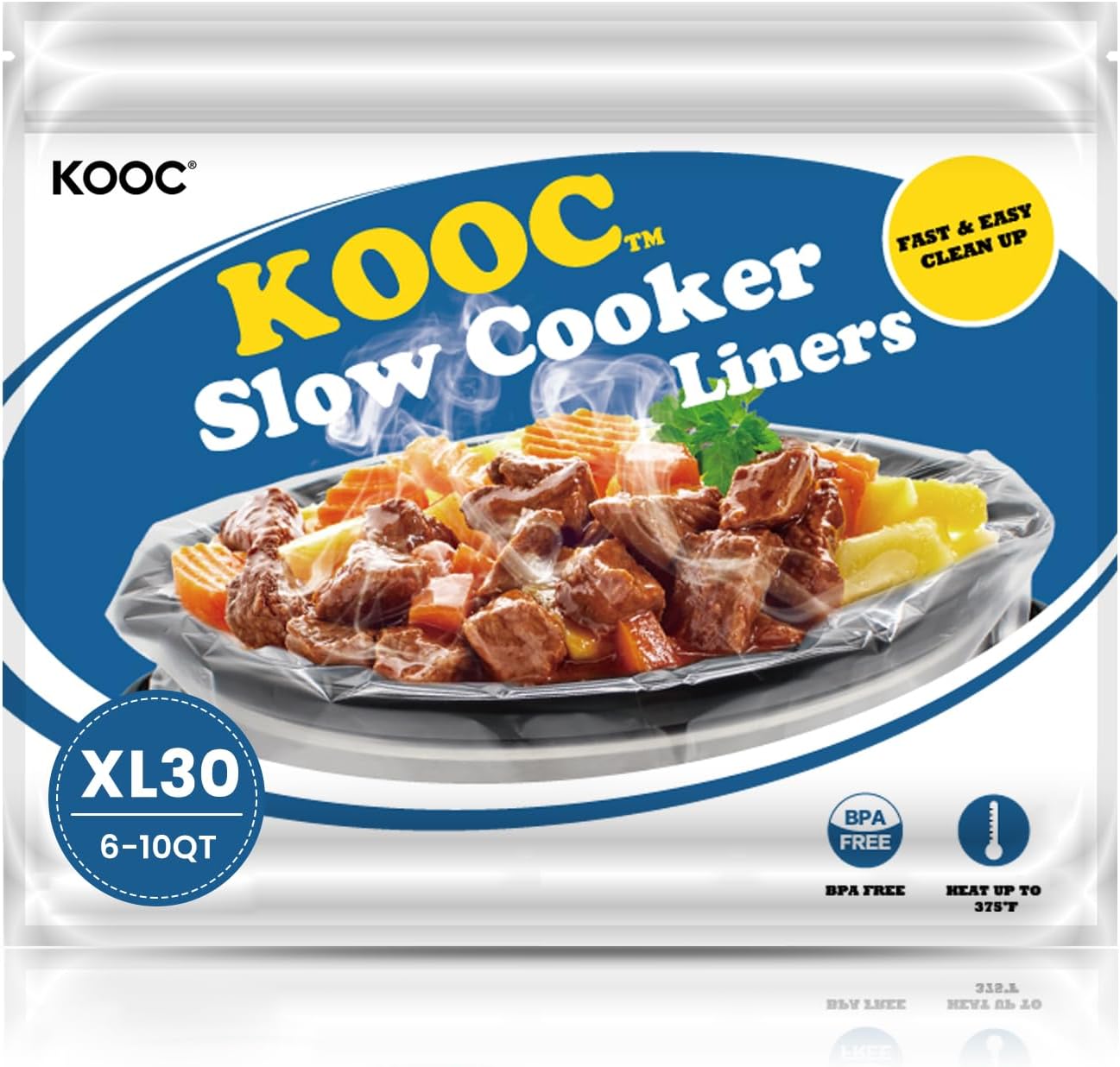 KOOC Slow Cooker Liners 14"x22" 30 Count Extra Large Size Disposable Pot Liners...