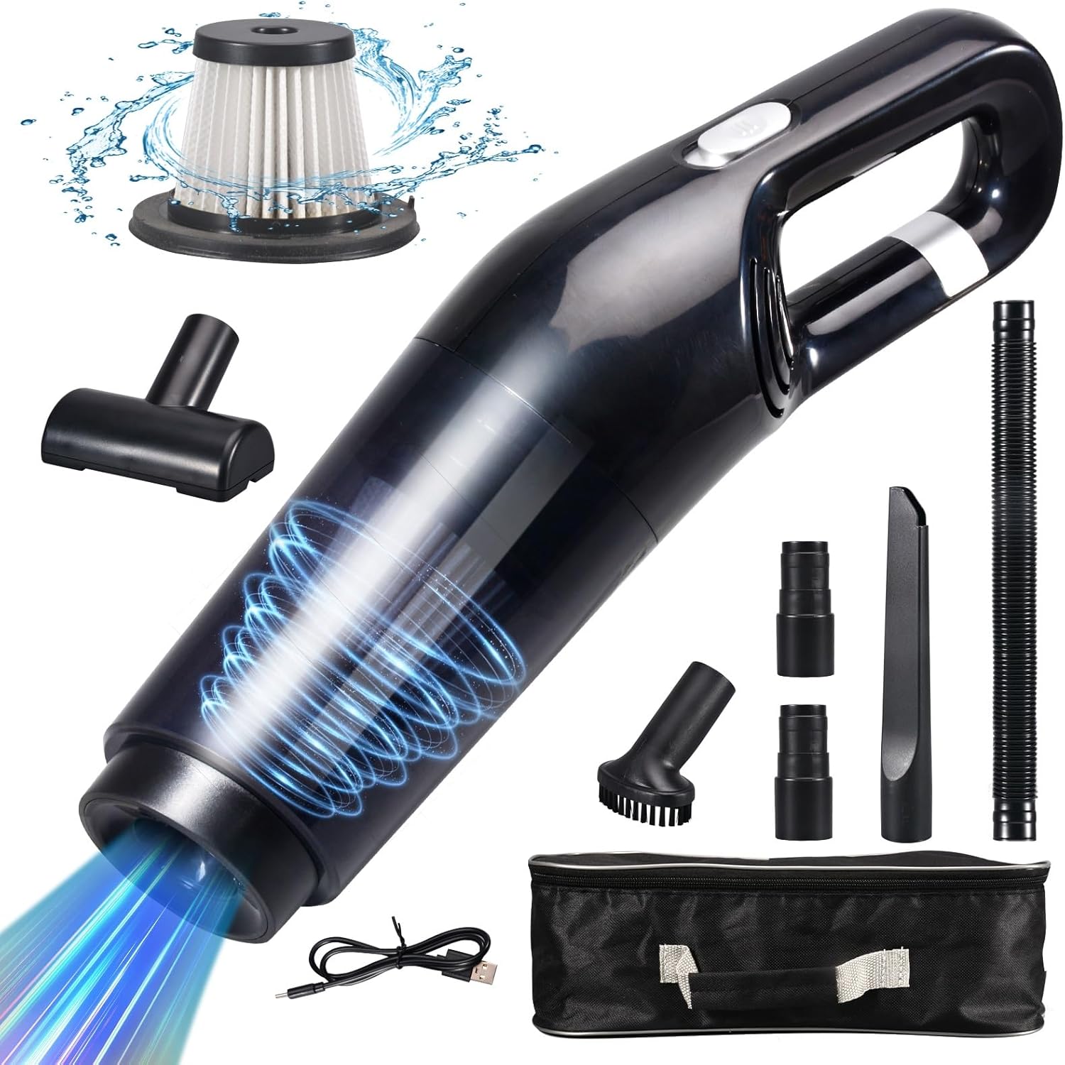 Grixz Handheld Vacuum Cleaner, Hand Held Vacuum Cordless, 10000Pa Powerful Vacuu...