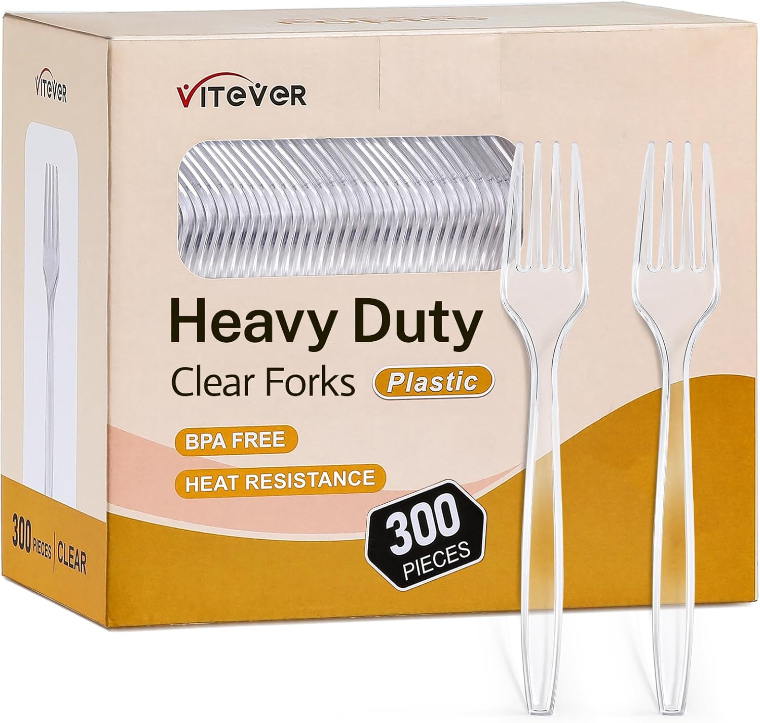 [300 Count] Clear Heavy Duty Plastic Forks, Disposable Plastic Forks, Fancy Plas...