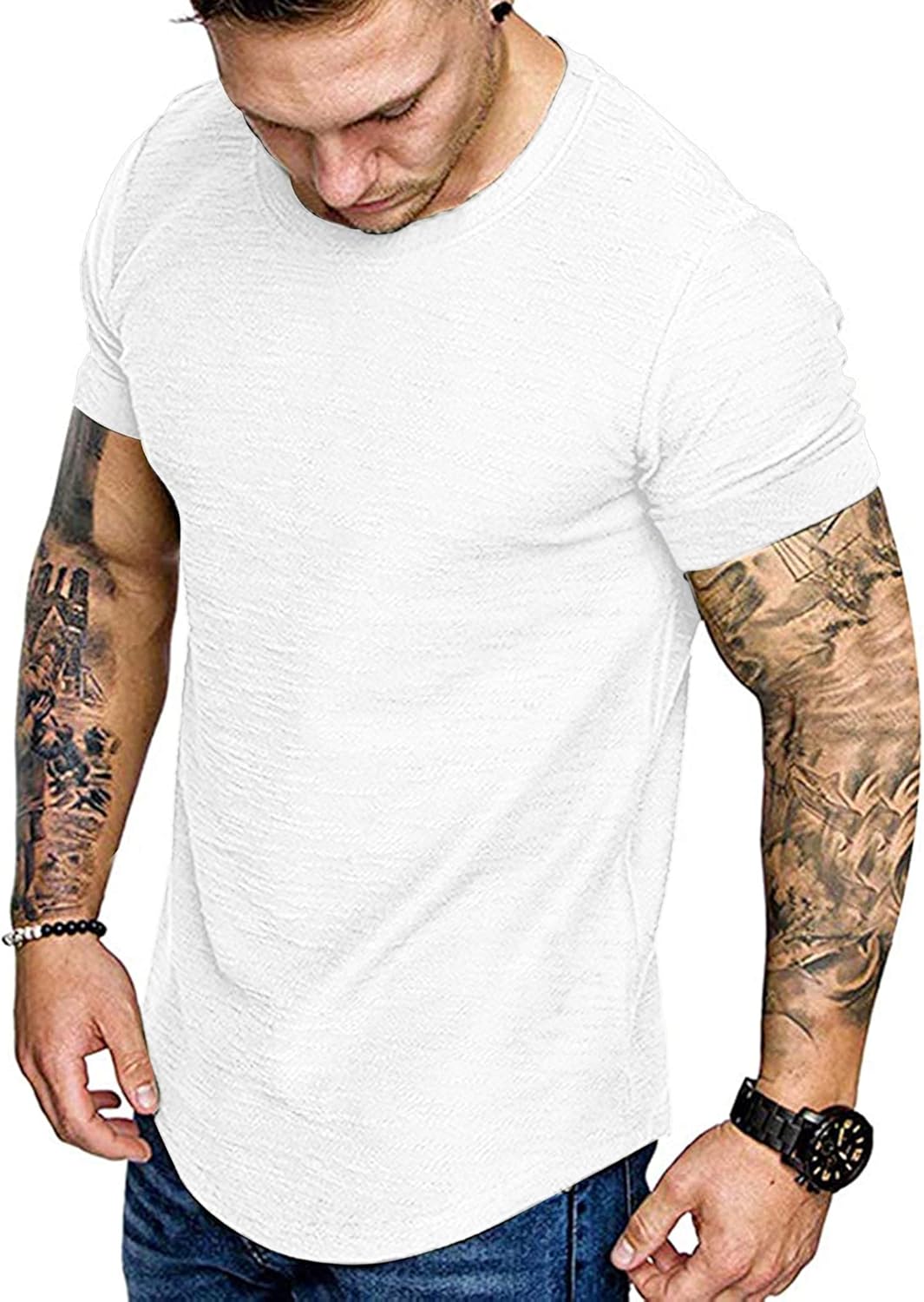 COOFANDY Men Muscle Workout T Shirt Gym Bodybuilding Active Short Sleeve Tee Top...