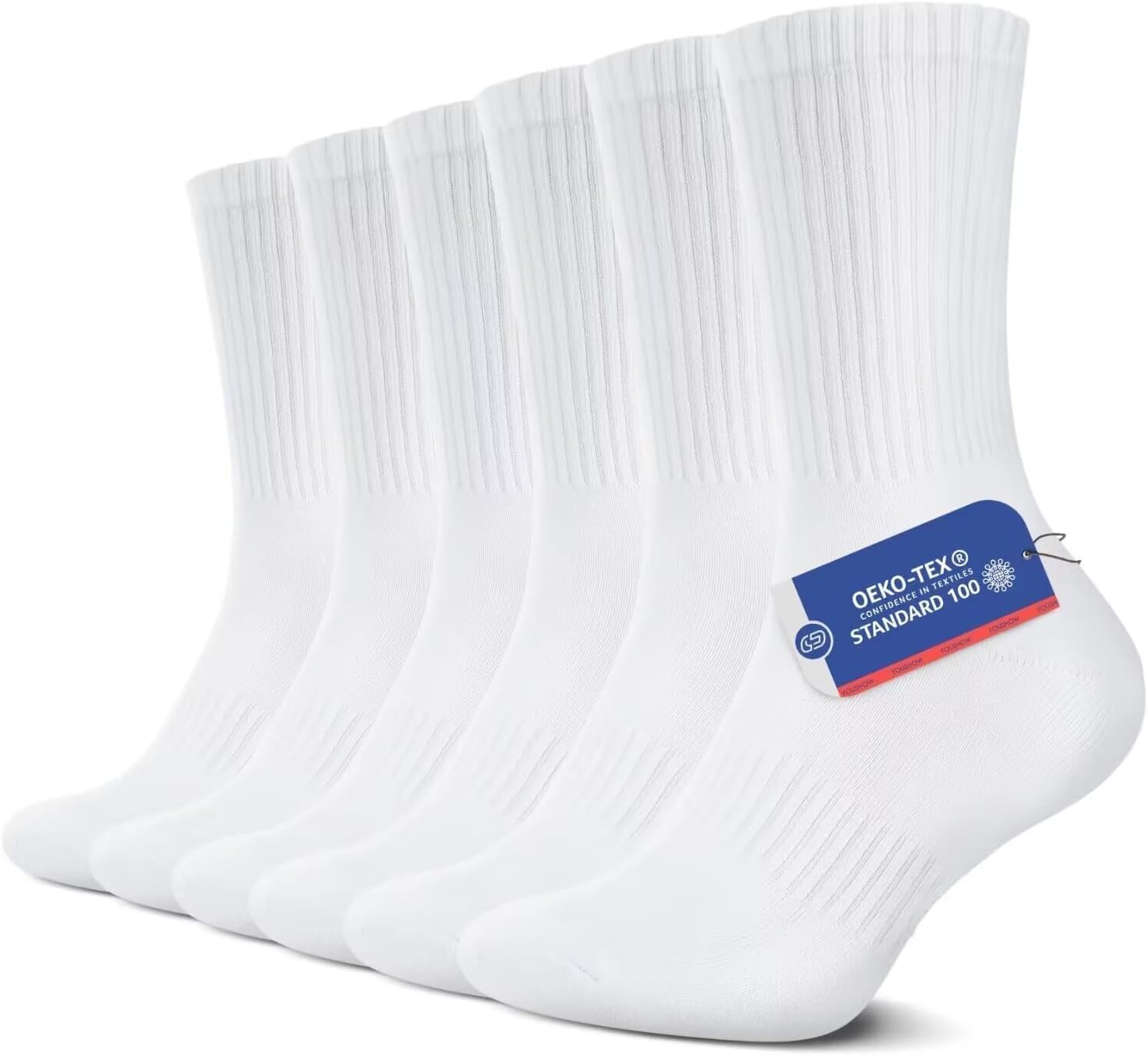 YouShow Sports Socks for Men & Women 6 Pairs, Cushioned Crew Socks Cotton Gym Ru...