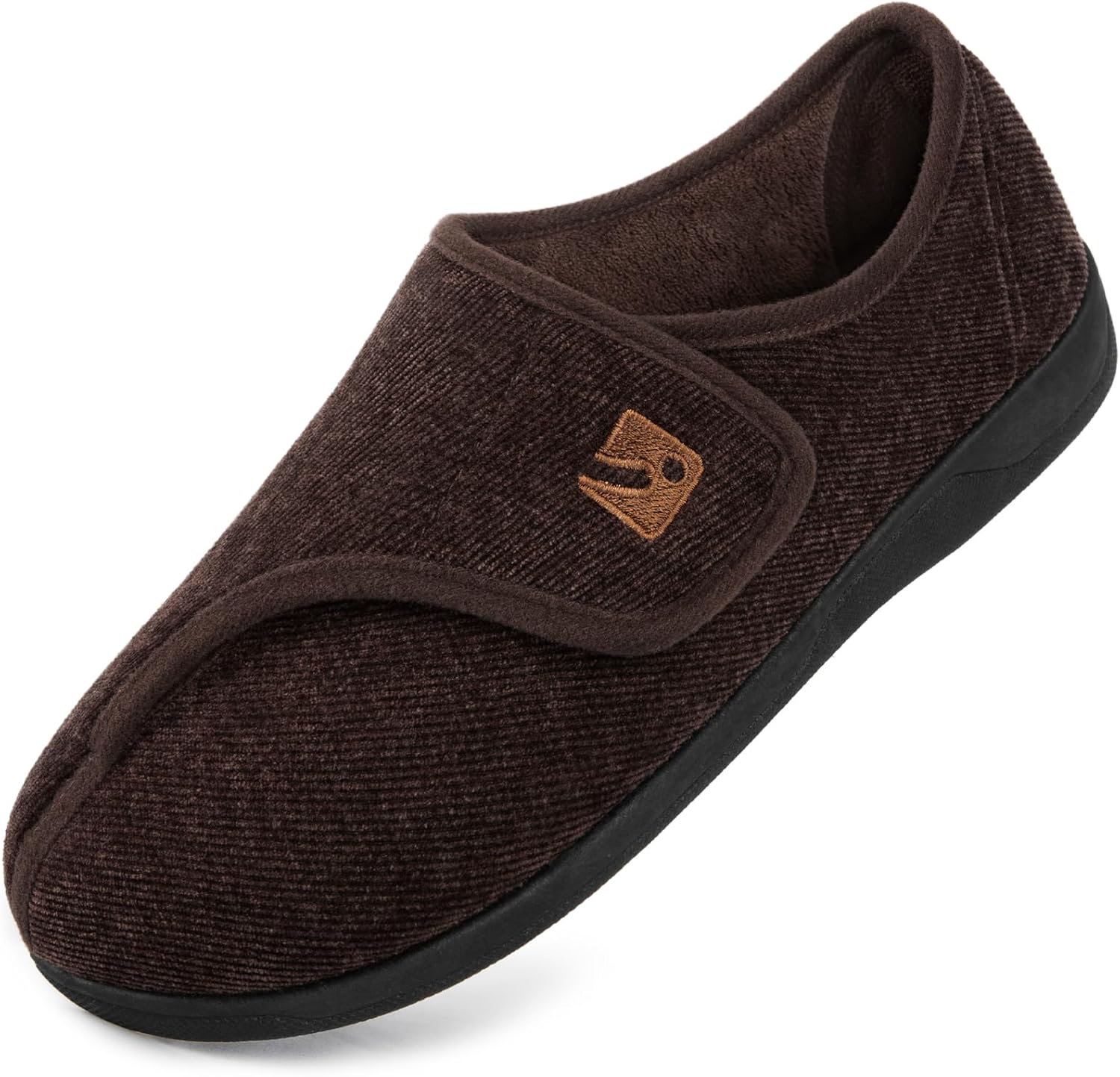 HomeTop Men's Adjustable Chenille Slippers Wide Soft Comfy Non Slip Indoor House...