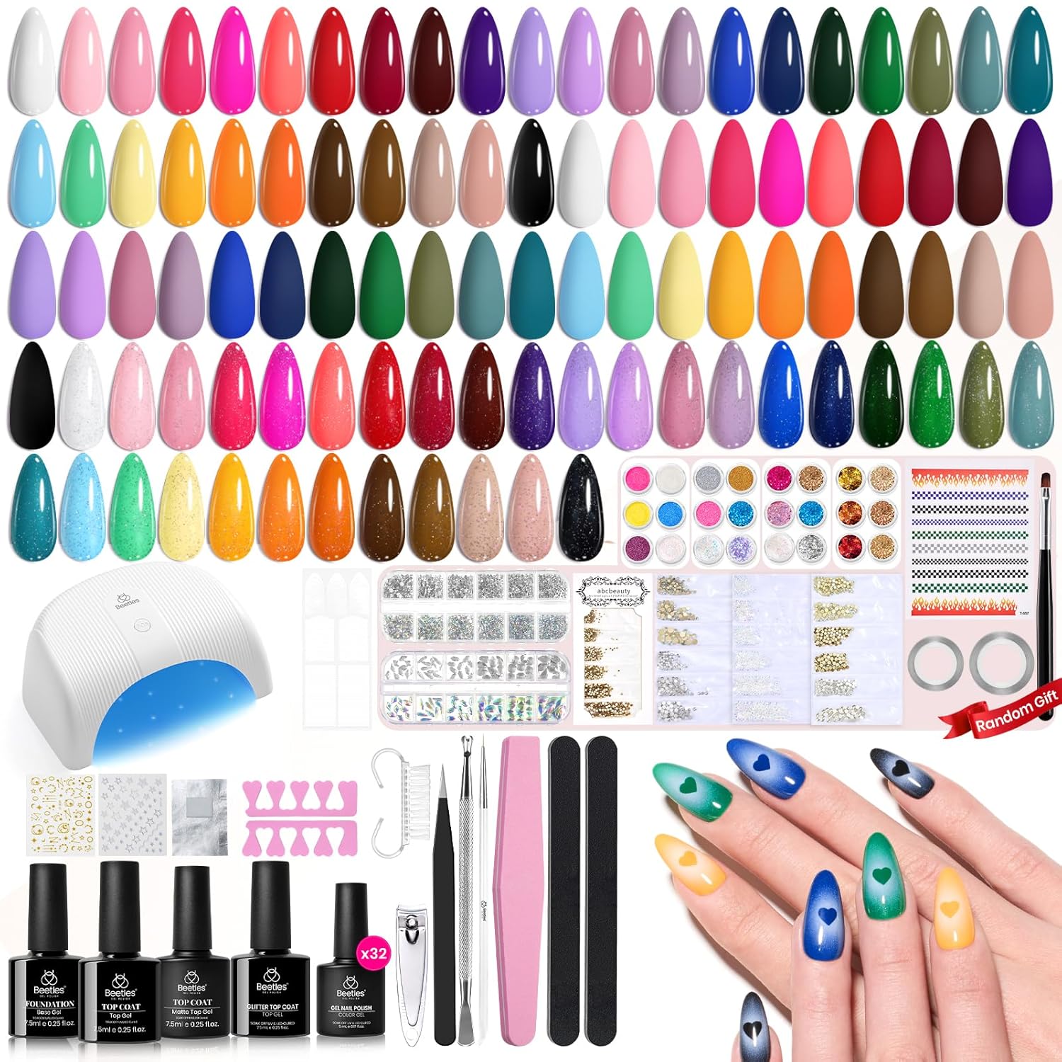 Beetles Gel Nail Polish Kit with U V Light 53 Pcs Emotional Spectrum 32 Colors G...