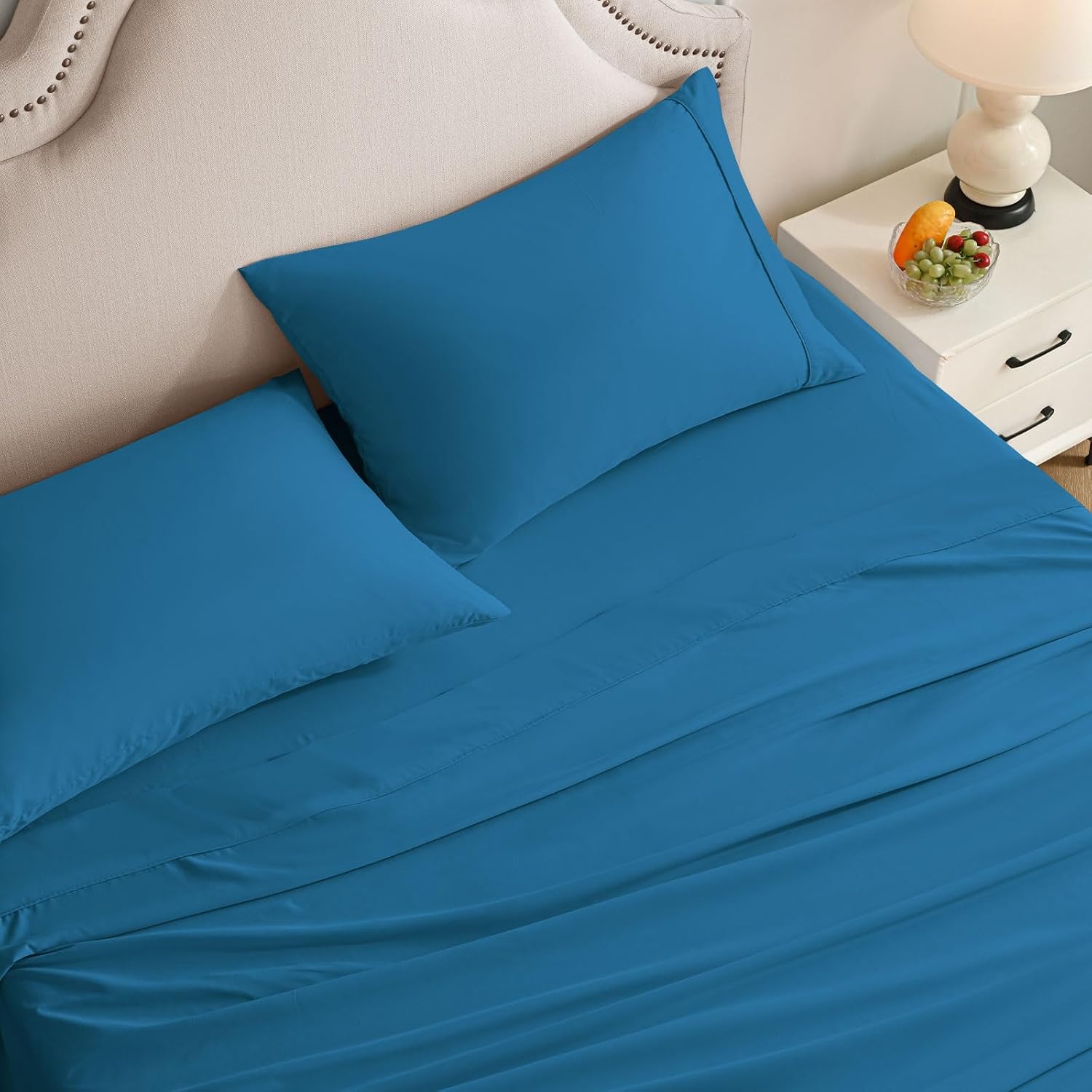 King Size Sheets Set, 4 Pieces Hotel Luxury Soft Microfiber Bed Sheets Set, Up t...