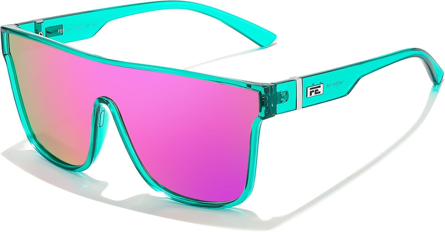 FEISEDY Sunglasses for Women Men, Fashion Mirrored Single Lens, Driving Beach Su...