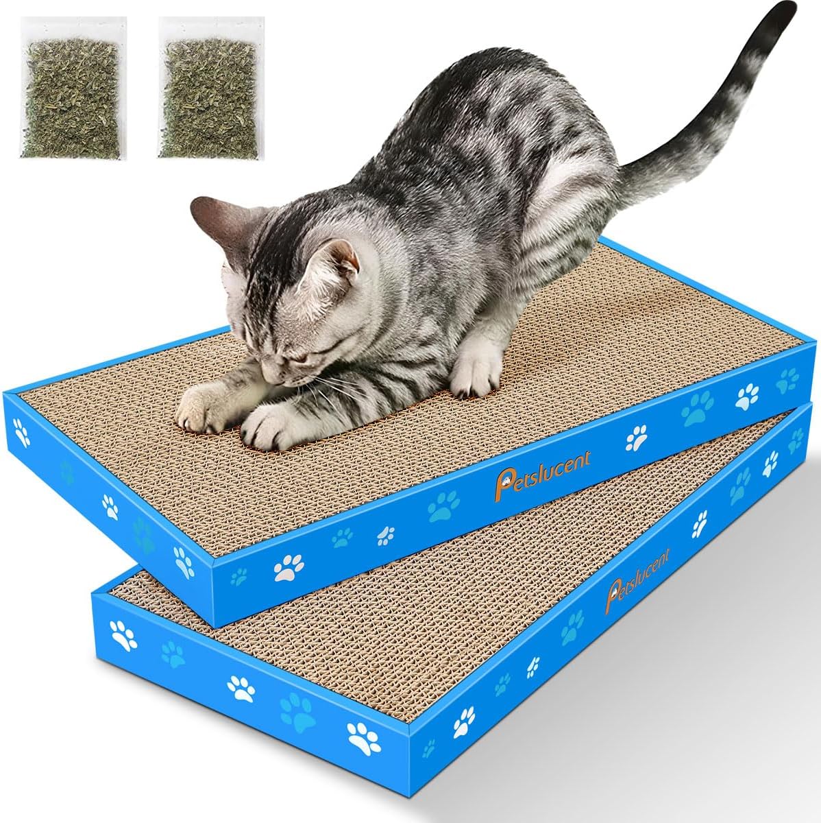 Petslucent Cat Scratching Board, Corrugate Cat Scratcher for Indoor Cats with Bo...