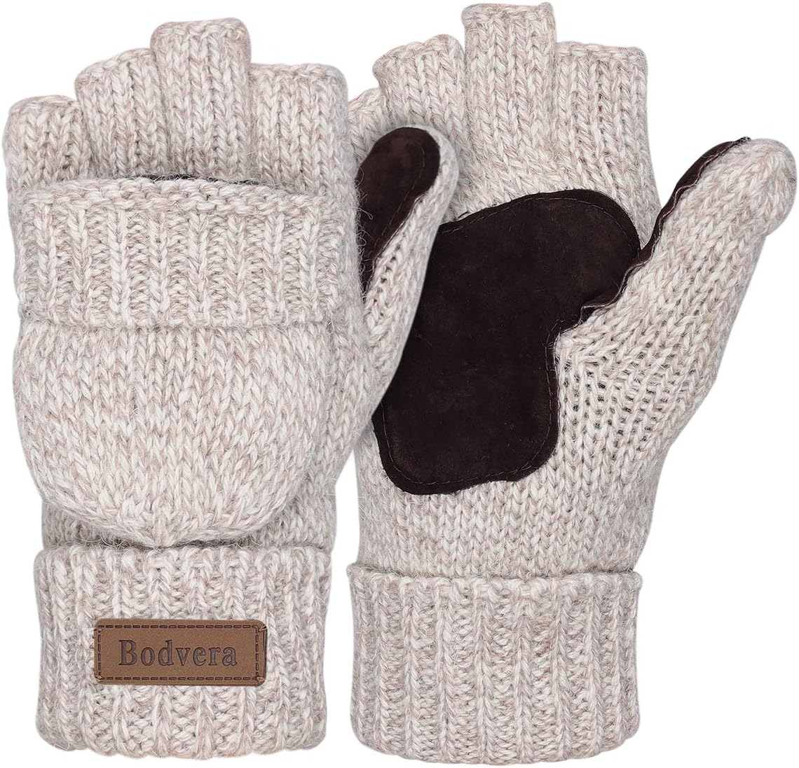 Thermal Insulation Fingerless Texting Wool Gloves for Women and Men Winter Warm...